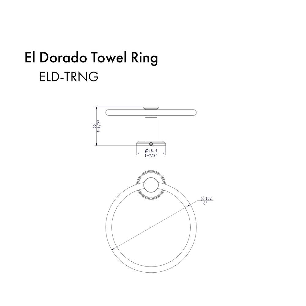 ZLINE El Dorado Brushed Nickel Towel Ring - Premium Bathroom Accessory for Modern & Luxury Home Decor (ELD TRNG BN) - Perfect for Bathrooms, Spas & Hotels
