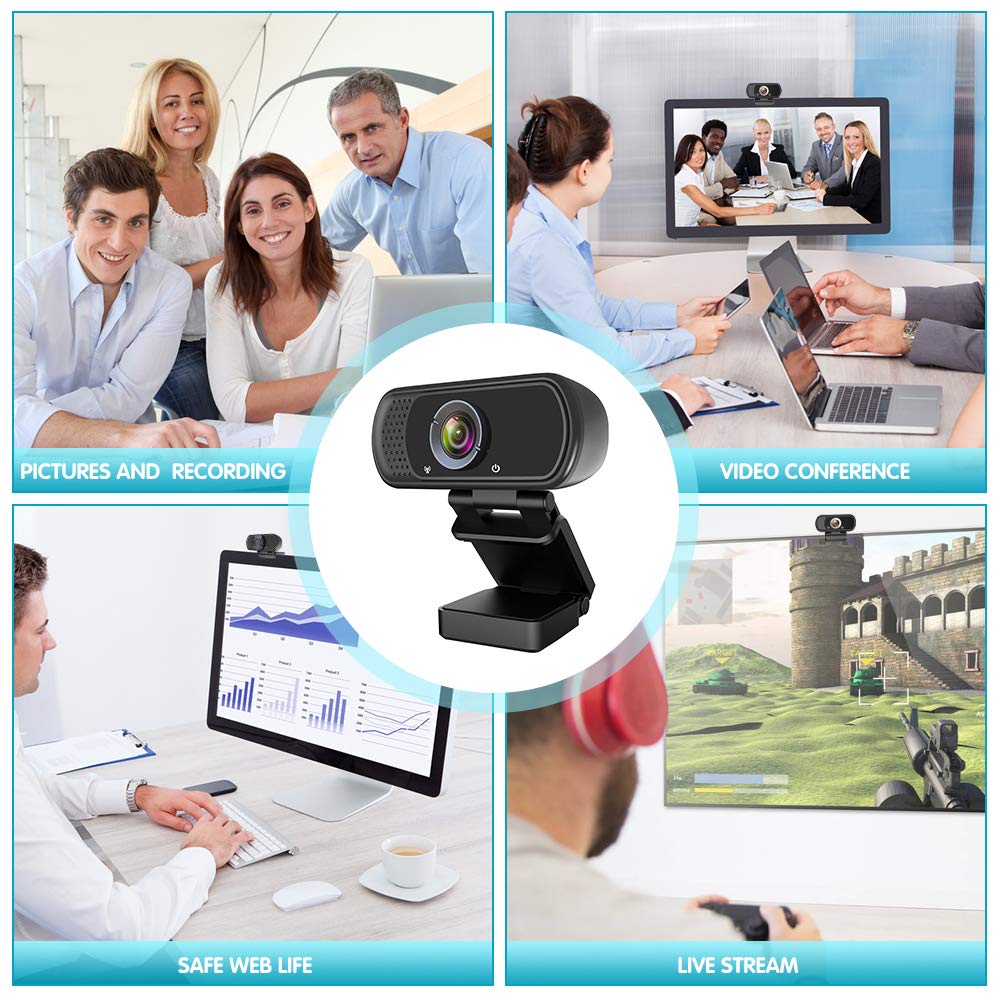 GoHZQ 1080p HD Webcam with Built-in Microphone, Wide Angle USB Web Camera for PC, Laptop, MacBook & Desktop - Perfect for Video Conferencing, Live Streaming & Online Classes