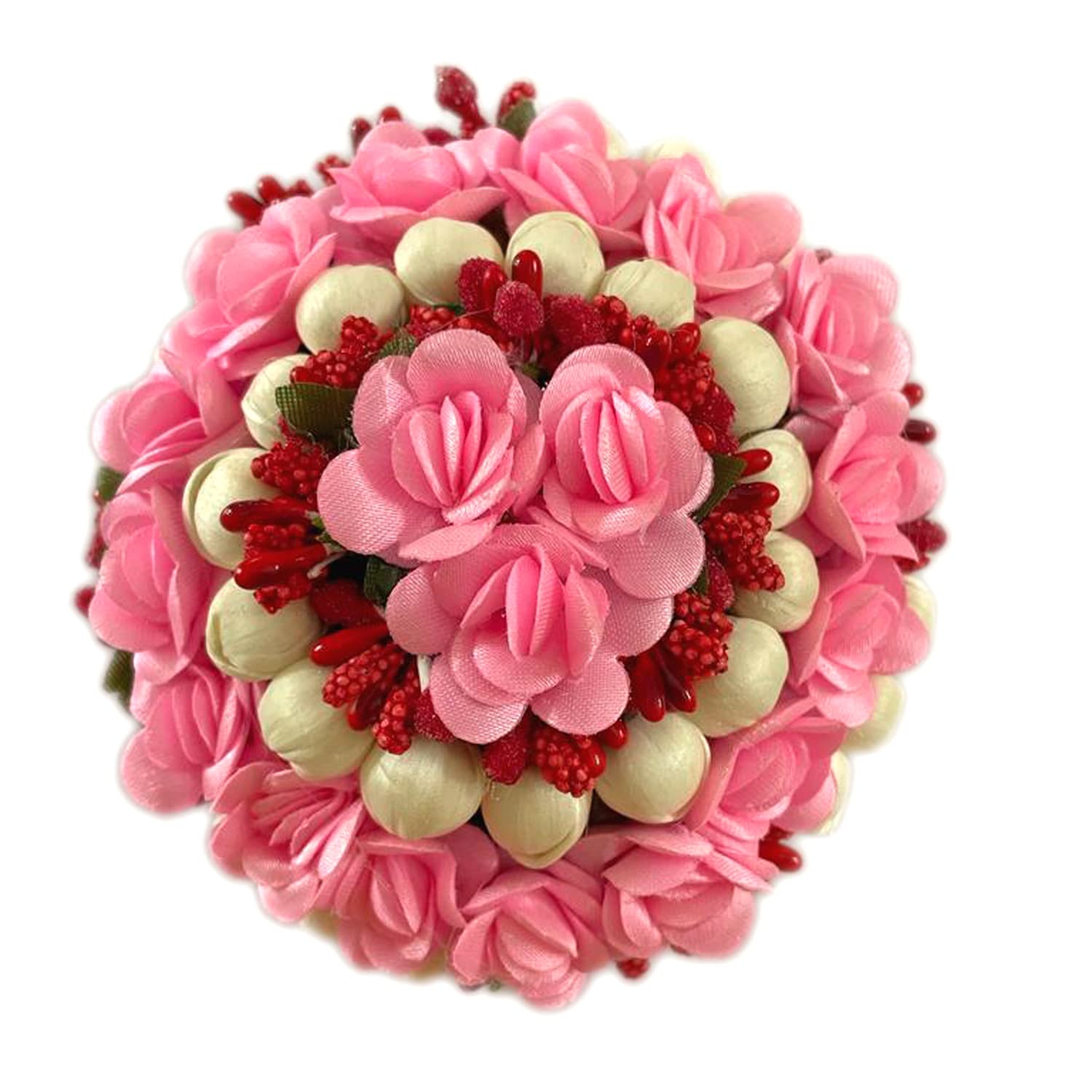 GuruEmbelish Artificial Flower Hair Bun Gajra - Bridal Hair Styling Accessories for Women & Girls (Pack of 1, Pink) - Perfect for Weddings, Parties & Special Occasions