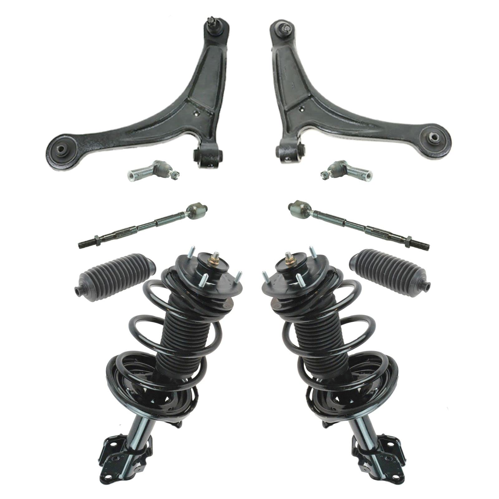 Complete Front Steering & Suspension Kit for Honda - Strut Assembly, Coil Spring, Control Arm with Ball Joint, Rack & Pinion, Stabilizer Link & Tie Rod | Perfect for Smooth Ride & Enhanced Vehicle Control on Highways & Rough Roads