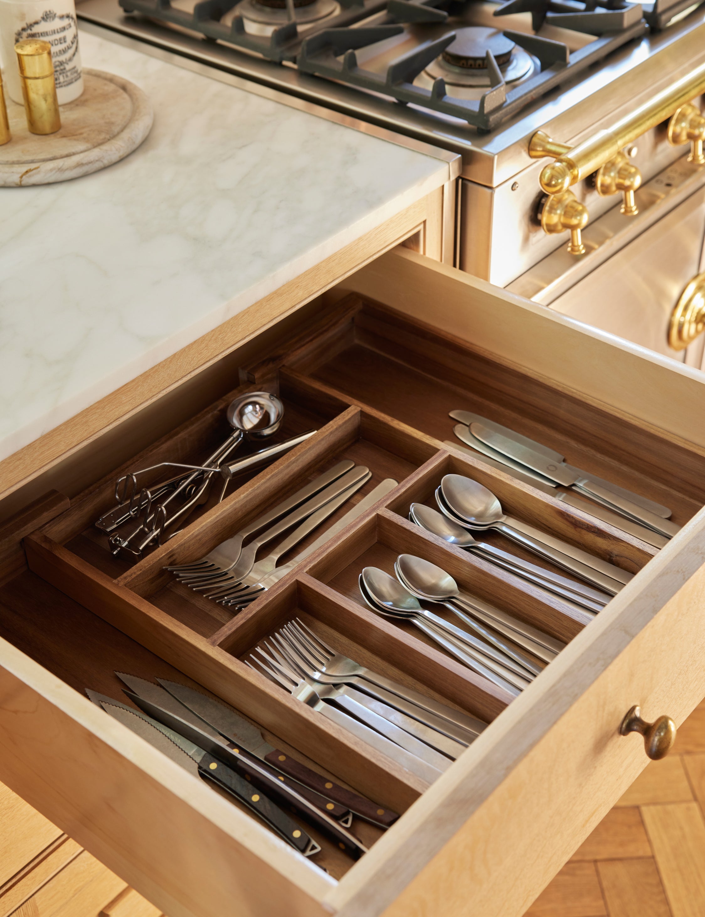NEAT Method Acacia Wood Expandable Drawer Organizer - Adjustable Kitchen & Bathroom Storage Solution for Utensils, Makeup & Office Supplies