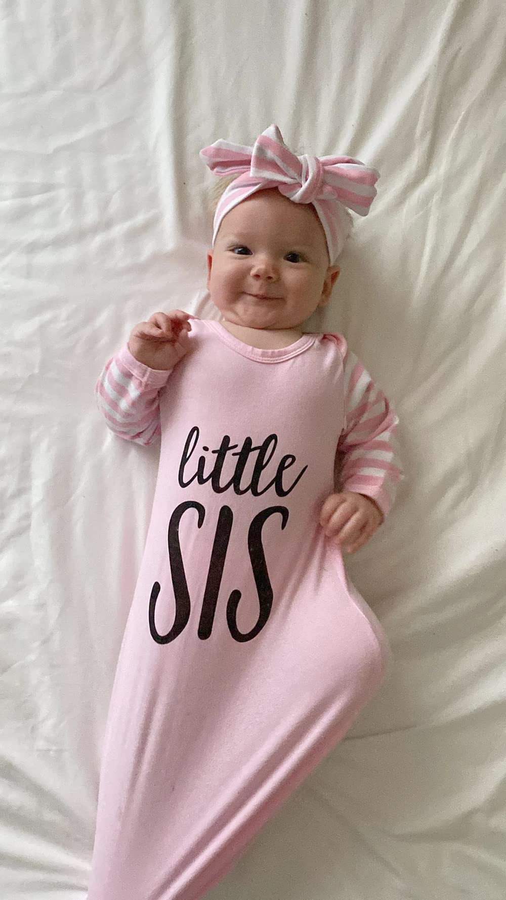 AMAWMW Newborn Baby Girl Striped Long Sleeve Sleep Gown - Soft Cotton Pajama Nightgown for Infants & Toddlers (0-24 Months) | Perfect Baby Shower Gift & Essential Newborn Outfit for Nursery, Bedtime & Photo Shoots