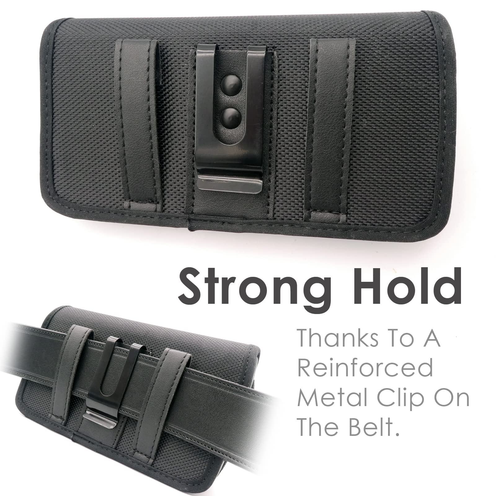 Scozzi Horizontal Belt Holster Phone Case - Compatible with Samsung S24/S23/S22/S21/S20/A55/A54 & iPhone 15/14/13/12/11/XR/FE/Plus/Ultra/Max/Lite/Pro - Durable PE Smartphone Pouch for Running, Hiking & Outdoor Activities