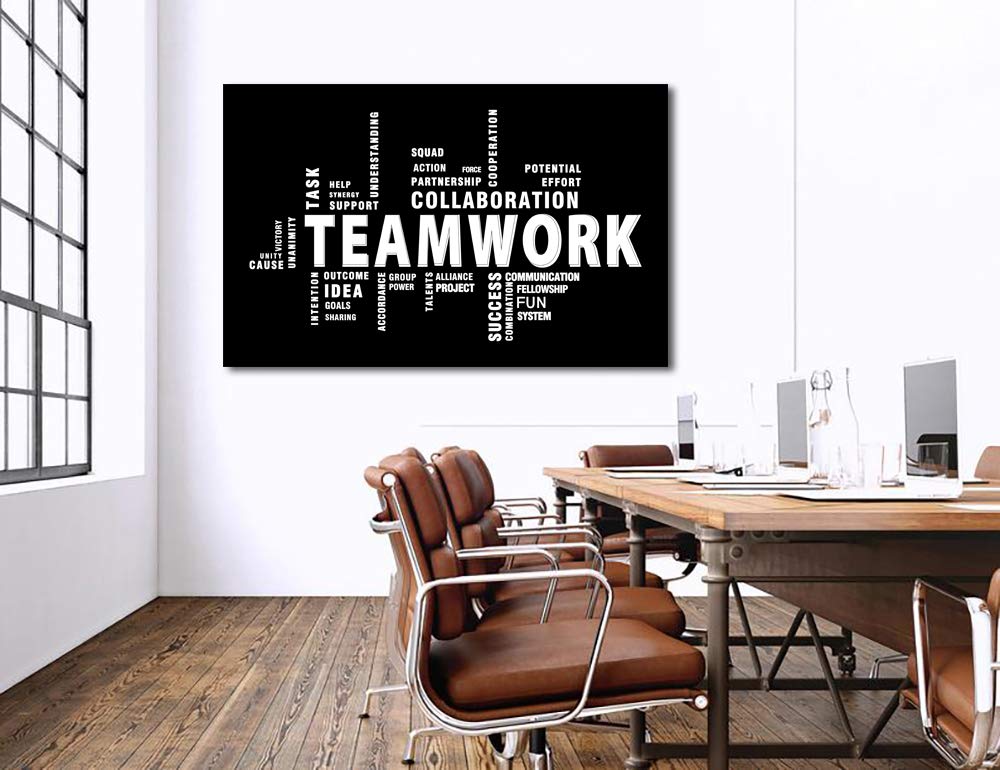 Teamwork Canvas Wall Art - Large Framed Motivational Quotes for Office & Home Decor - Inspirational Posters Ready to Hang - Perfect for Living Room, Bedroom or Workspace