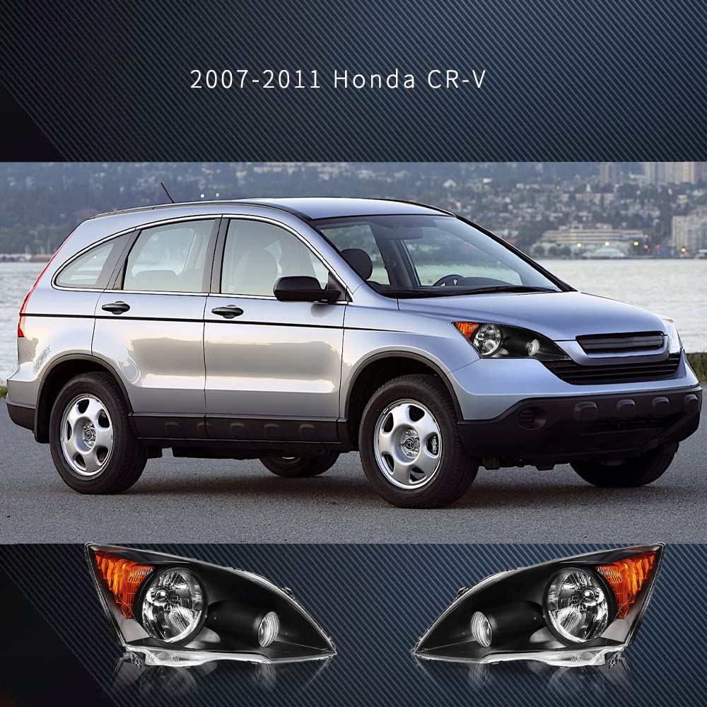 2007-2011 Honda CR-V Headlight Assembly Set - Left & Right Side Replacement Parts for Improved Night Driving Safety