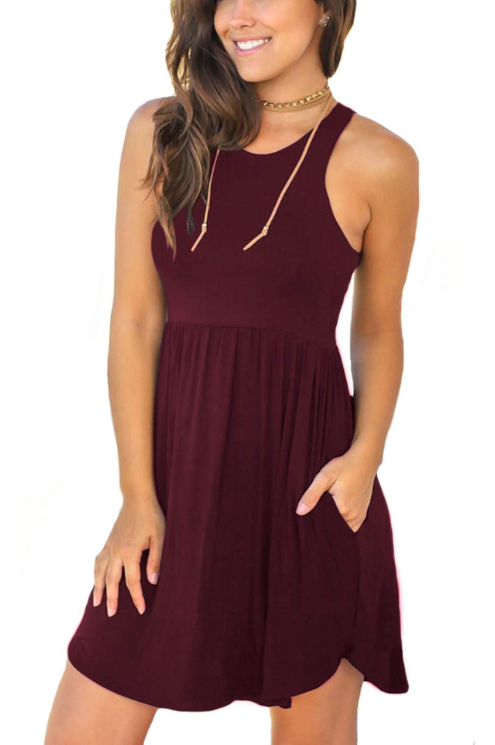 Women's Sleeveless Loose Casual Short Dress with Pockets - Breathable Summer Sundress for Beach, Vacation & Everyday Wear