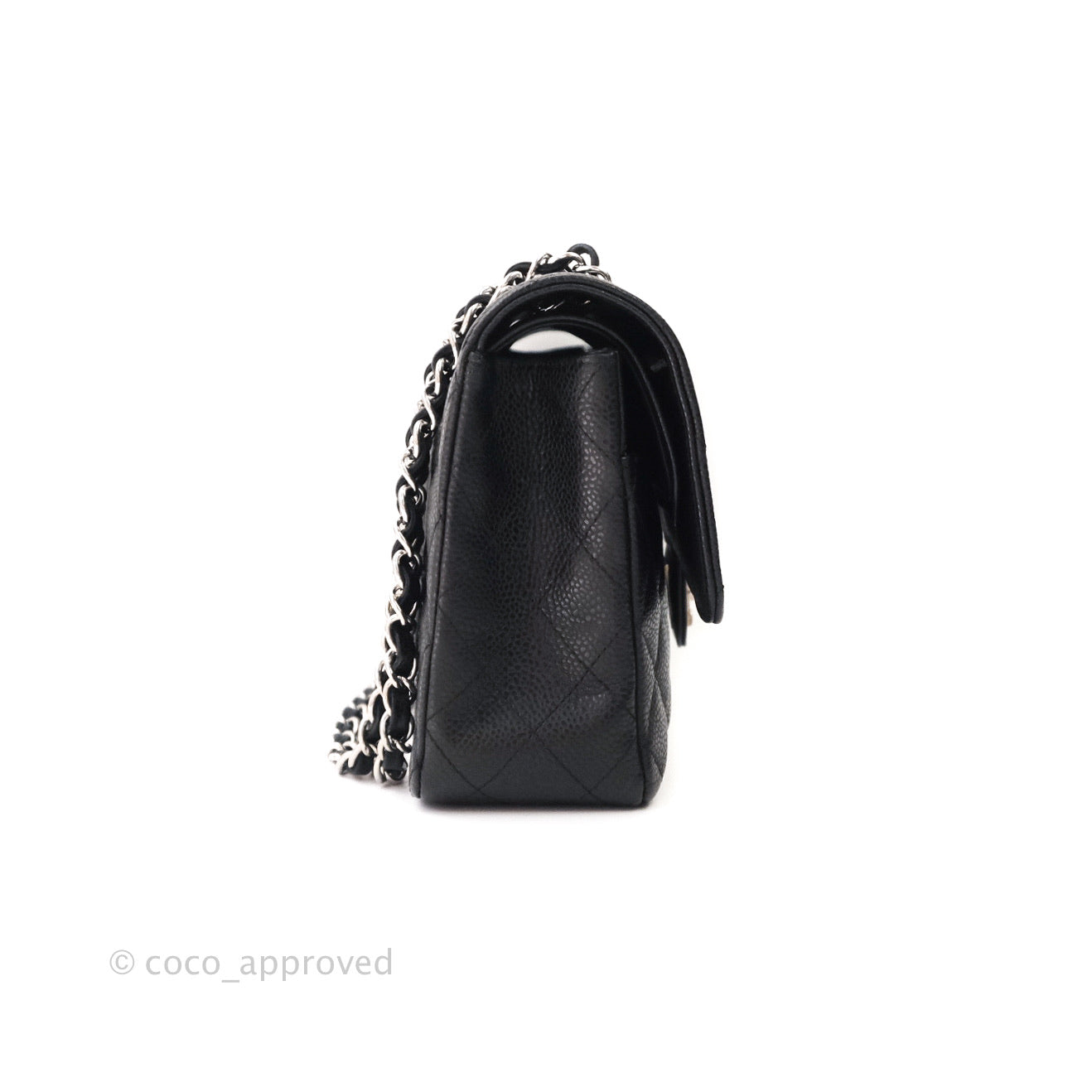 Chanel Classic M/L Medium Double Flap Bag Black Caviar Leather with Silver Hardware - Luxury Handbag for Women, Perfect for Work, Evening Events & Special Occasions