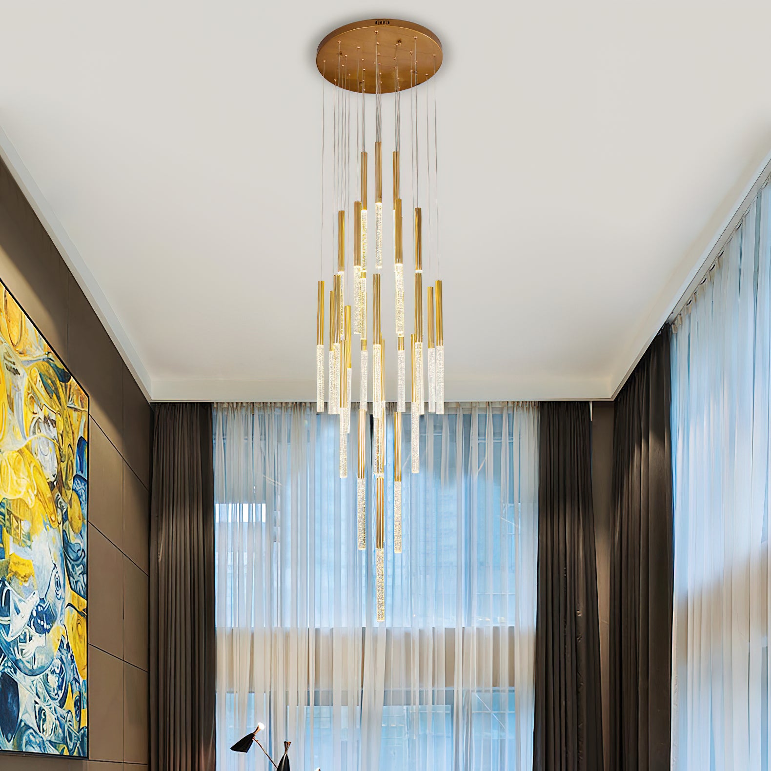 Modern Bubble Glass Pendant Light - Elegant Hanging Chandelier for Dining Room, Kitchen Island & Bedroom Decor - Dimmable LED Lighting Fixture