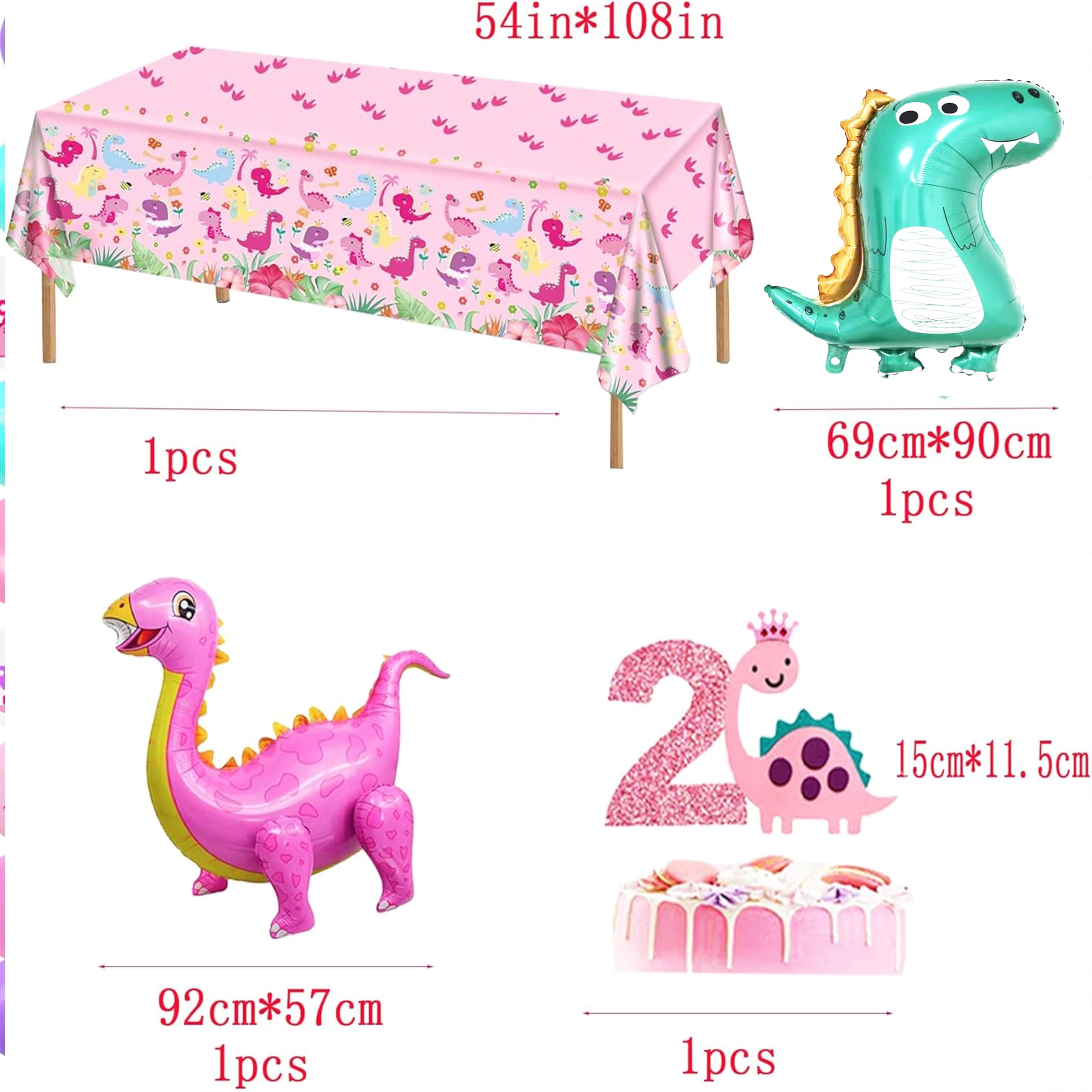 Pink Dinosaur 2nd Birthday Party Decorations for Girls - Two Rex Theme Party Supplies - Perfect for 2 Year Old Birthday Celebrations, Baby Showers & Dinosaur Themed Events