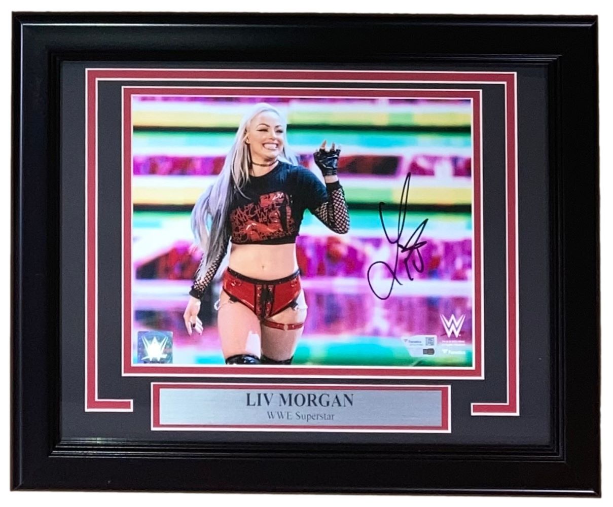 Liv Morgan Autographed WWE 8x10 Photo - Framed Memorabilia with COA - Perfect for Wrestling Fans, Man Cave Decor & Sports Collectibles
