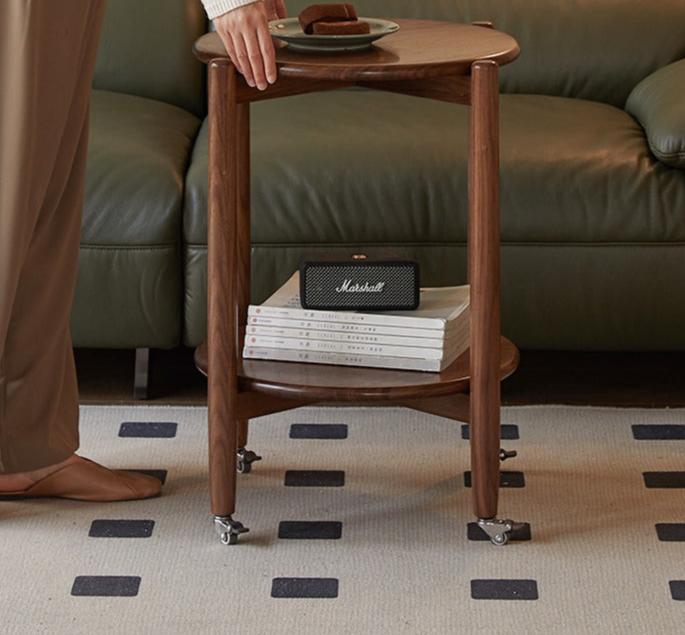 Black Walnut Solid Wood Round Side Table - Natural Wood End Table for Living Room, Bedroom, or Office - Perfect for Coffee, Books, and Decor