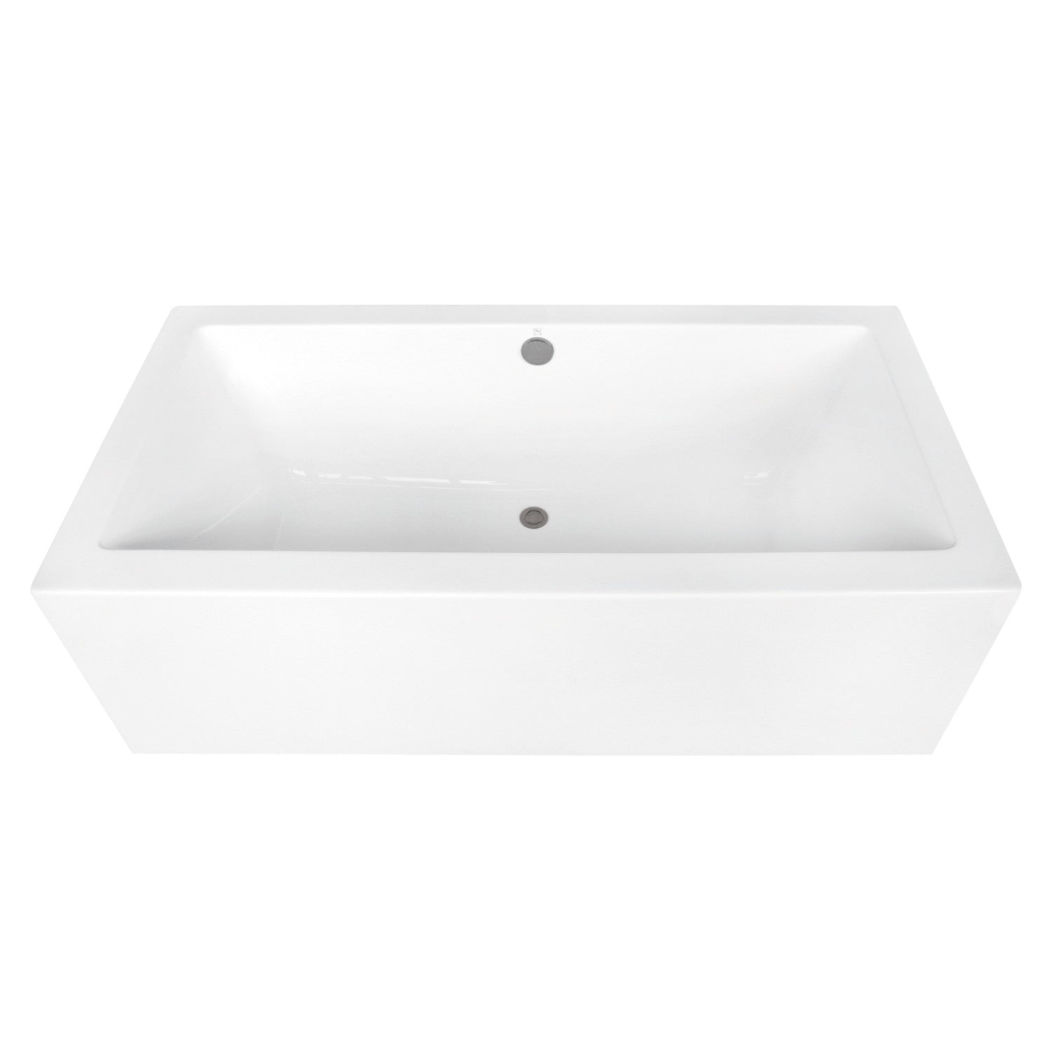 Aqua Eden 67 Inch Acrylic Freestanding Bathtub - Rectangular Double Ended Soaking Tub with Overflow Drain, Glossy White & Brushed Nickel Finish - Perfect for Luxury Bathrooms & Spa Retreats