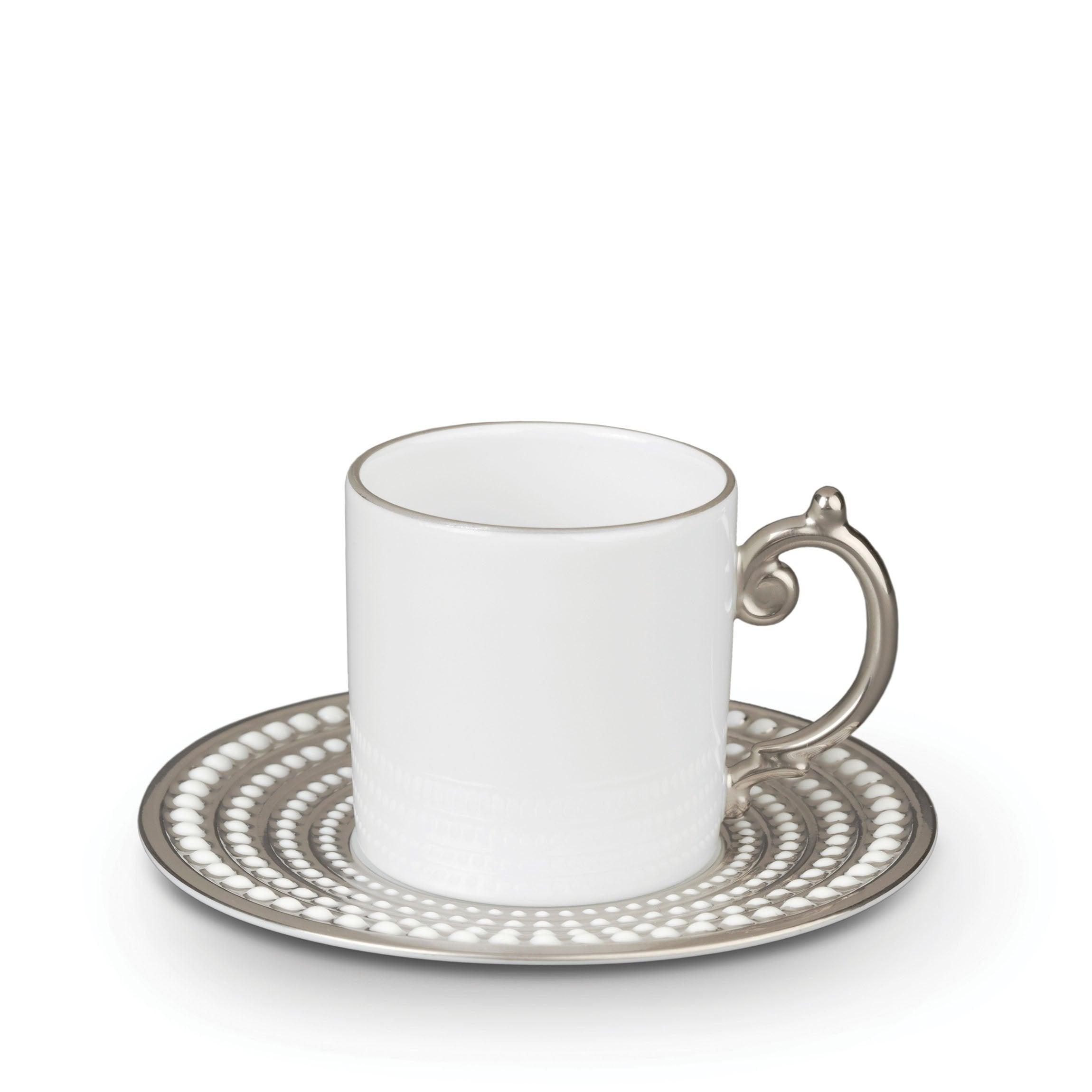 Perlée Espresso Cup and Saucer Set - Premium Porcelain Coffee Cups for Espresso, Cappuccino & Latte - Elegant Home & Cafe Use, Perfect Gift for Coffee Lovers