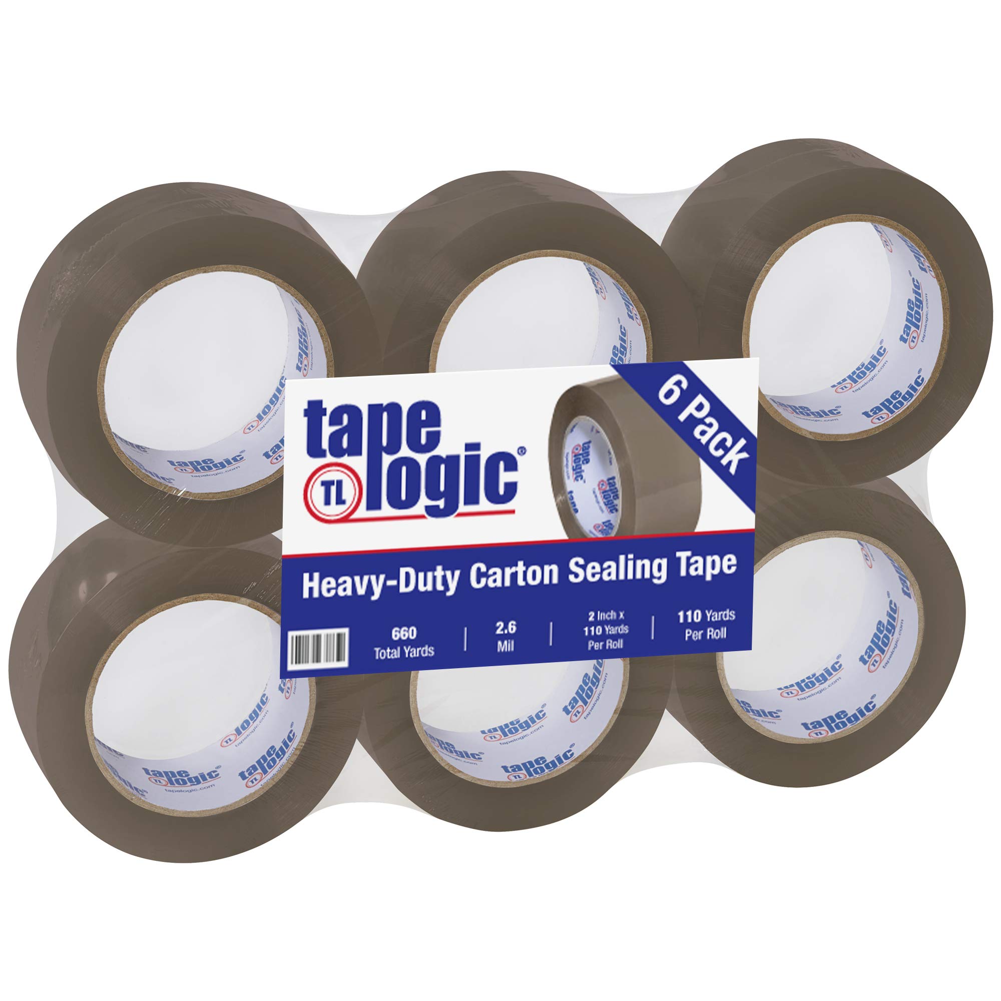 Tape Logic 2 Inch x 110 Yards Tan Acrylic Packing Tape - 2.6 Mil Thick, 6 Rolls Bulk Pack - Heavy Duty Packaging, Shipping, Moving, Home & Office Use - Perfect for Box Sealing, Parcel Wrapping & Storage Organization