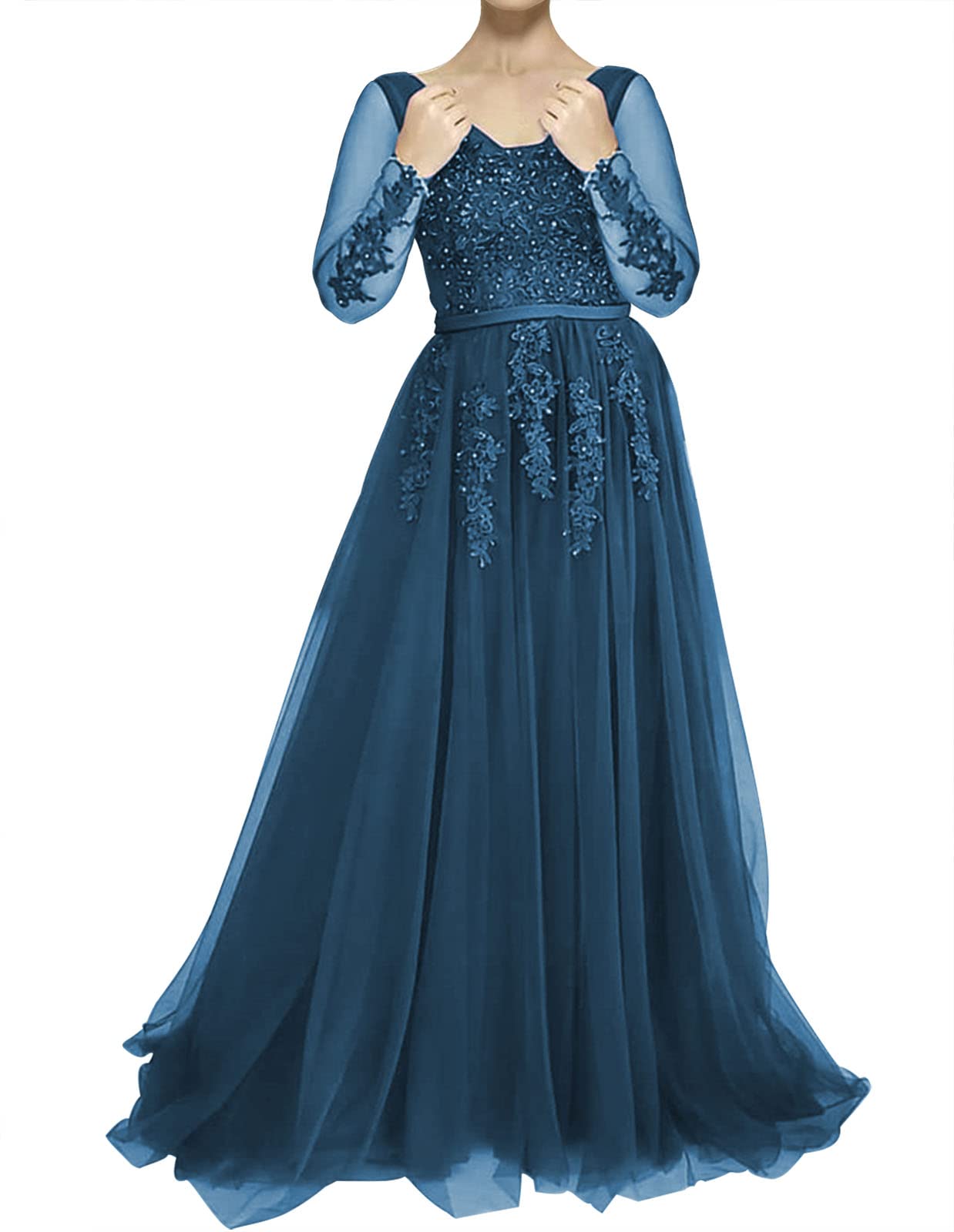 Elegant Long Sleeve Tulle Lace Prom Dress - Formal Evening Gown for Homecoming, Ball & Special Occasions