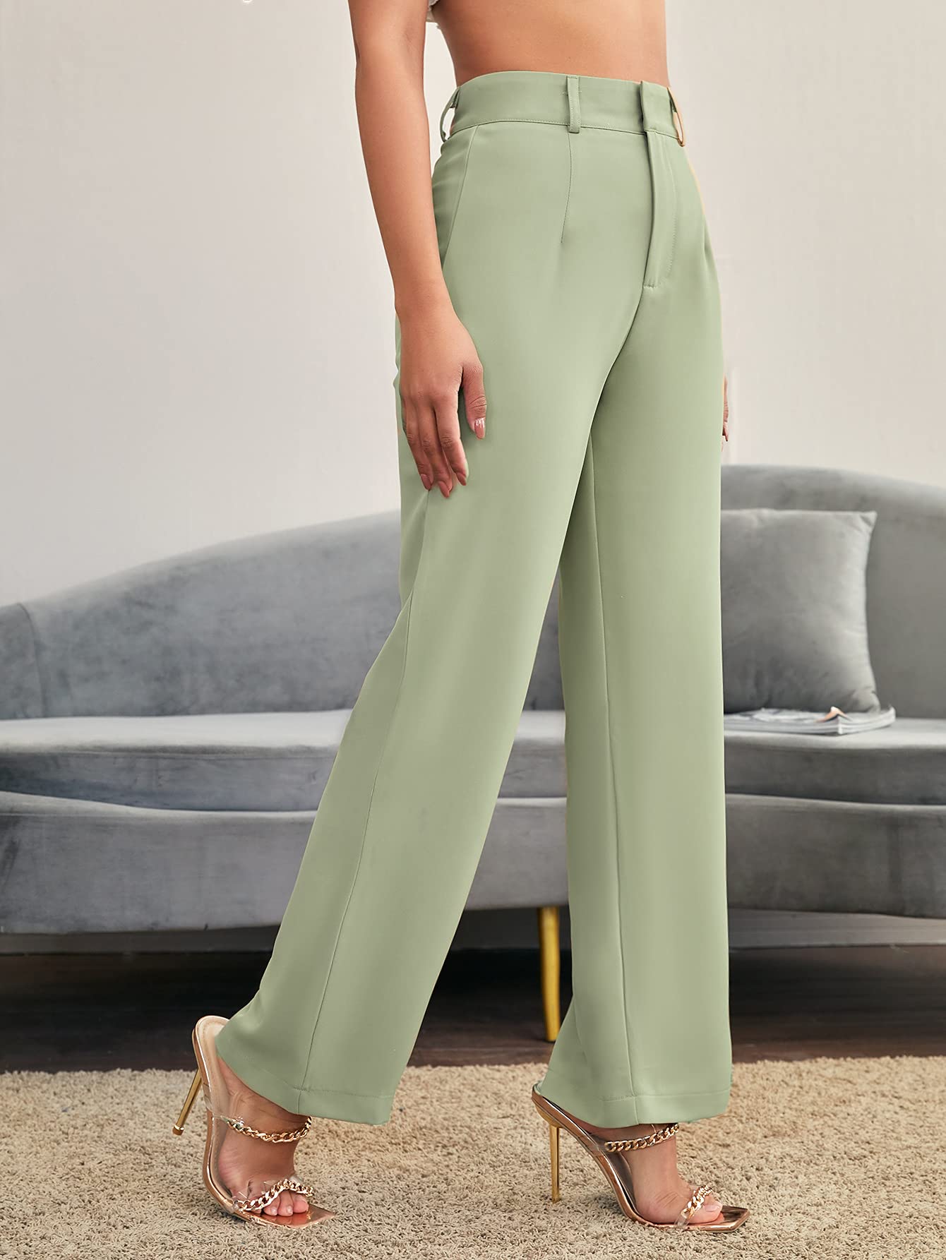 SweatyRocks Women's High Waist Solid Color Office Pants - Elegant Professional Trousers for Work, Business & Formal Occasions
