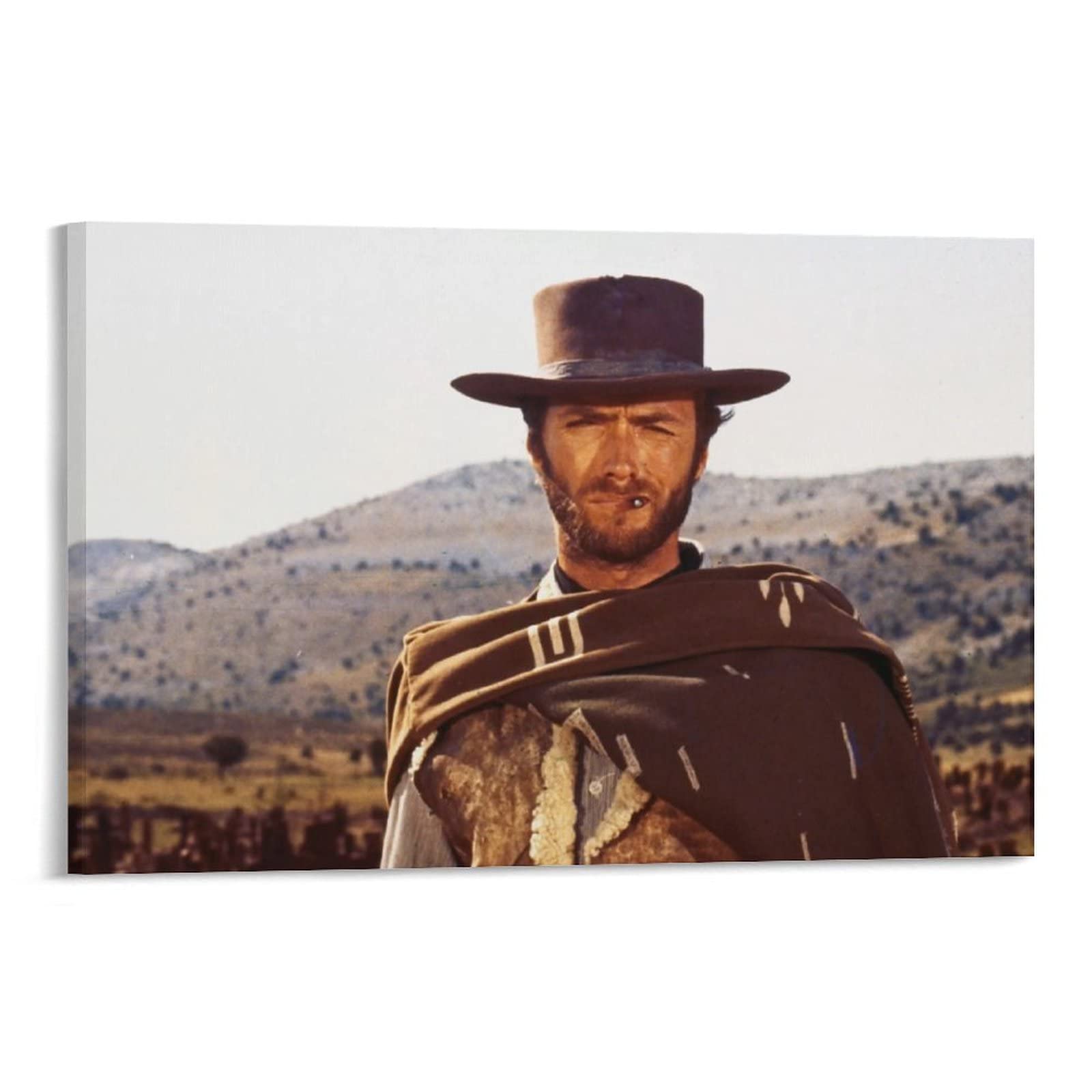 Vintage 'The Good The Bad And The Ugly' Movie Poster - Premium Canvas Wall Art Print (24x36 inches/60x90cm) - Western Decor for Living Room, Man Cave & Office - Unique Gift for Film Lovers & Cowboy Theme Enthusiasts