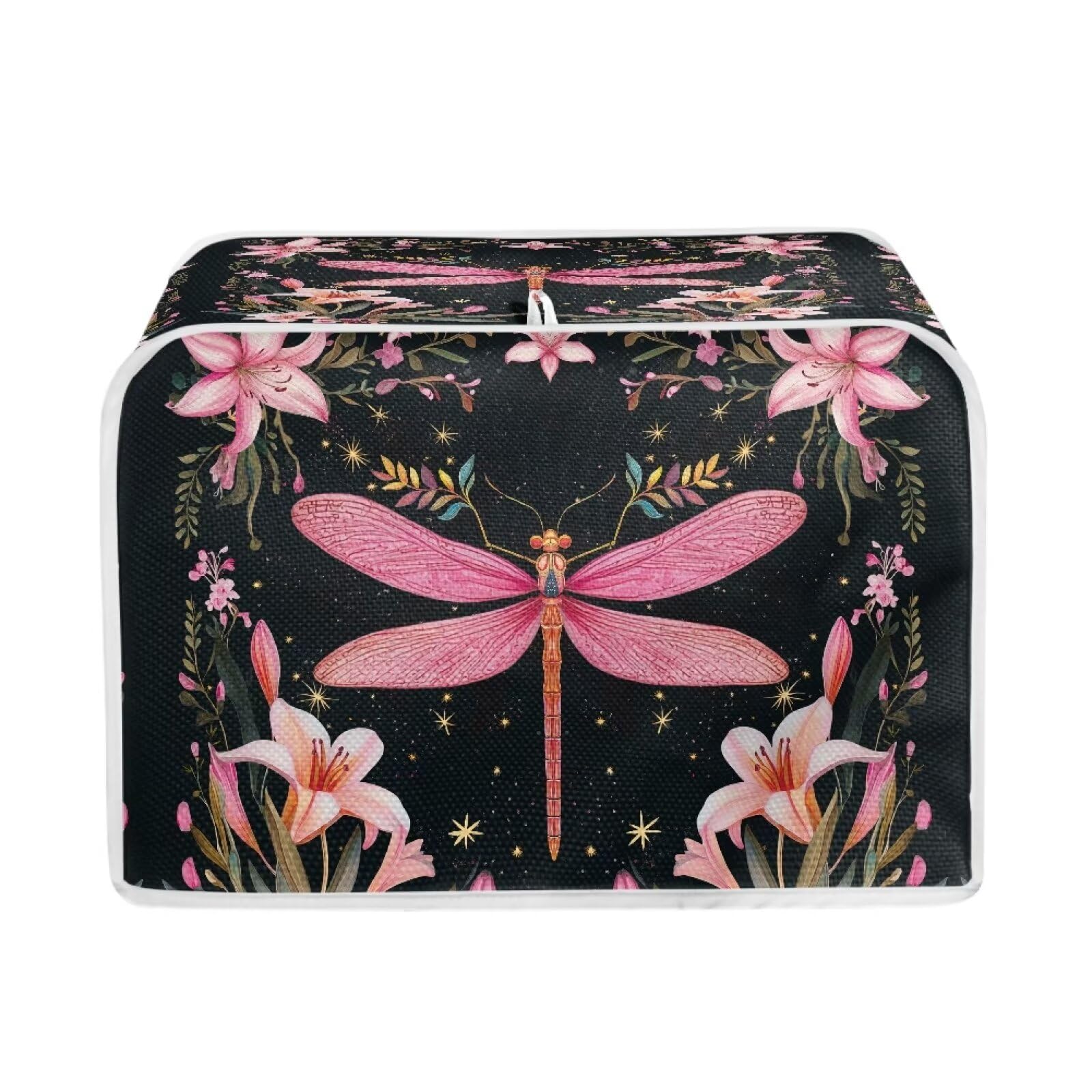 Mumeson 2 Slice Toaster Cover - Tulip Dragonfly Design Kitchen Appliance Protector - Lightweight Bread Maker Cover for Toasters - Perfect for Home, Kitchen, Breakfast & Dining Room Decor