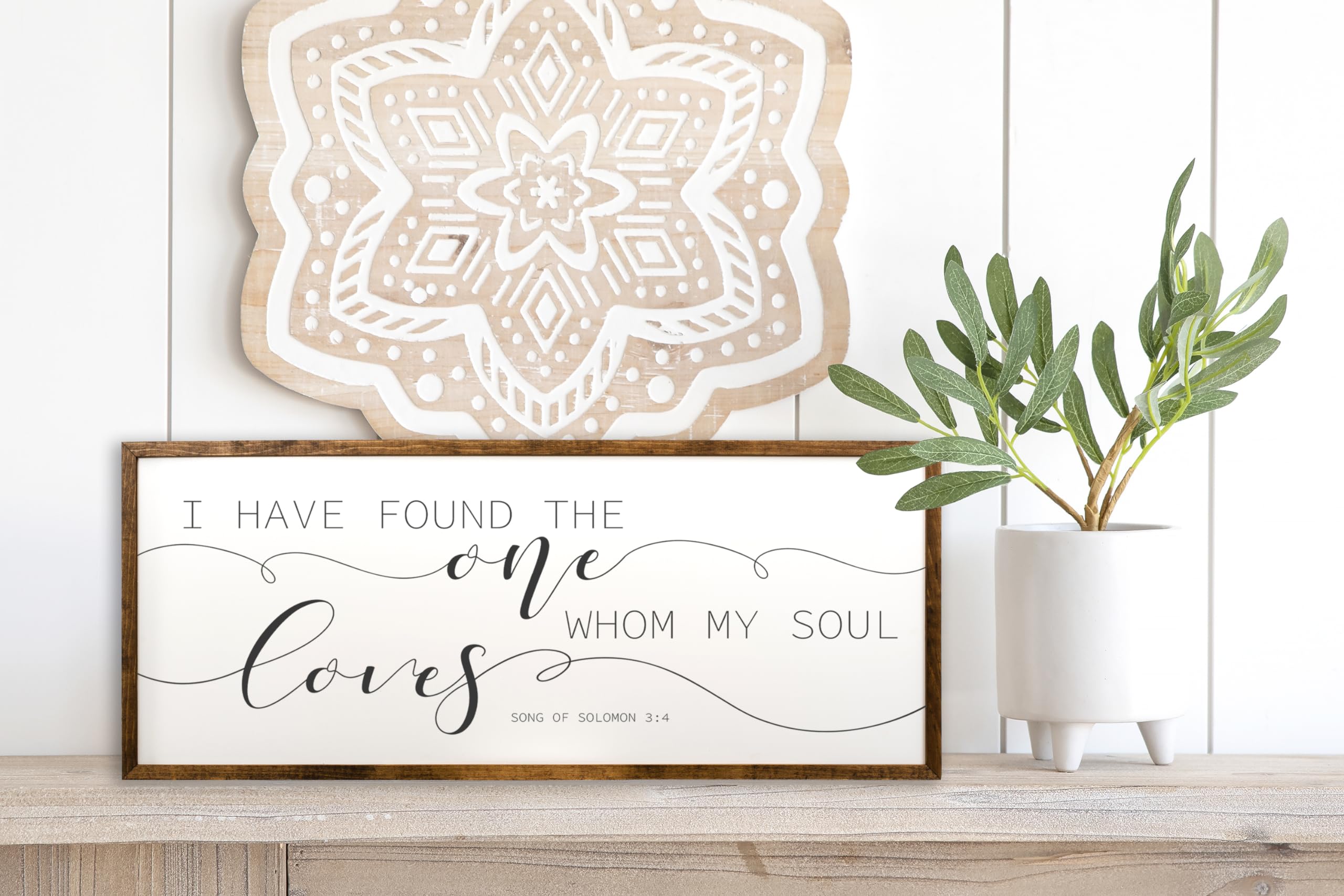 10x20 Inches 'I Have Found The One Whom My Soul Loves' Wall Sign - Romantic Bible Verse Decor from Song of Solomon - Perfect for Master Bedroom Above Bed, Wedding Gift, or Christian Home Decor
