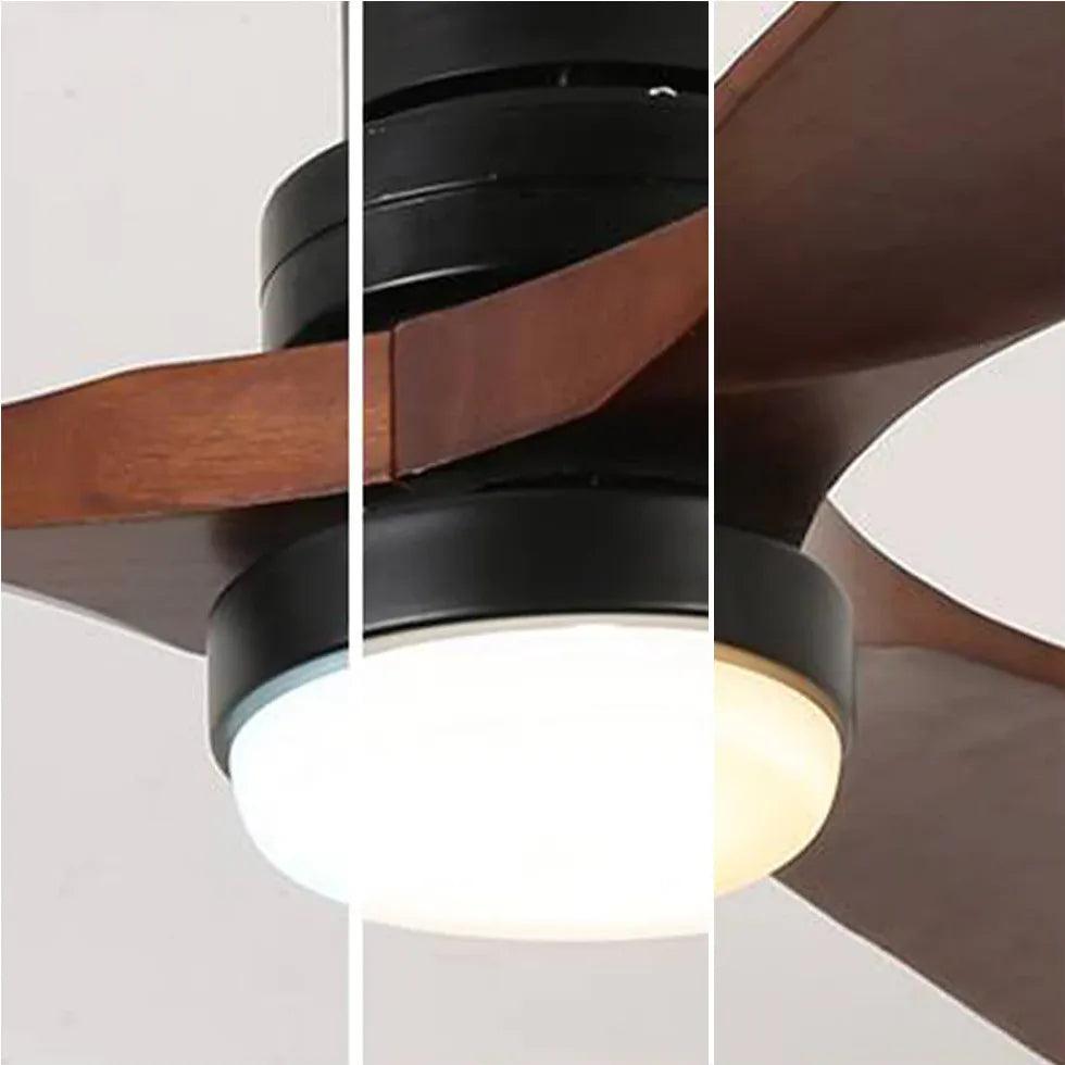 Premium Walnut Wood Blades with Black Rod Ceiling Fan Light Kit - Energy Efficient Quiet Cooling for Bedroom, Living Room & Outdoor Spaces