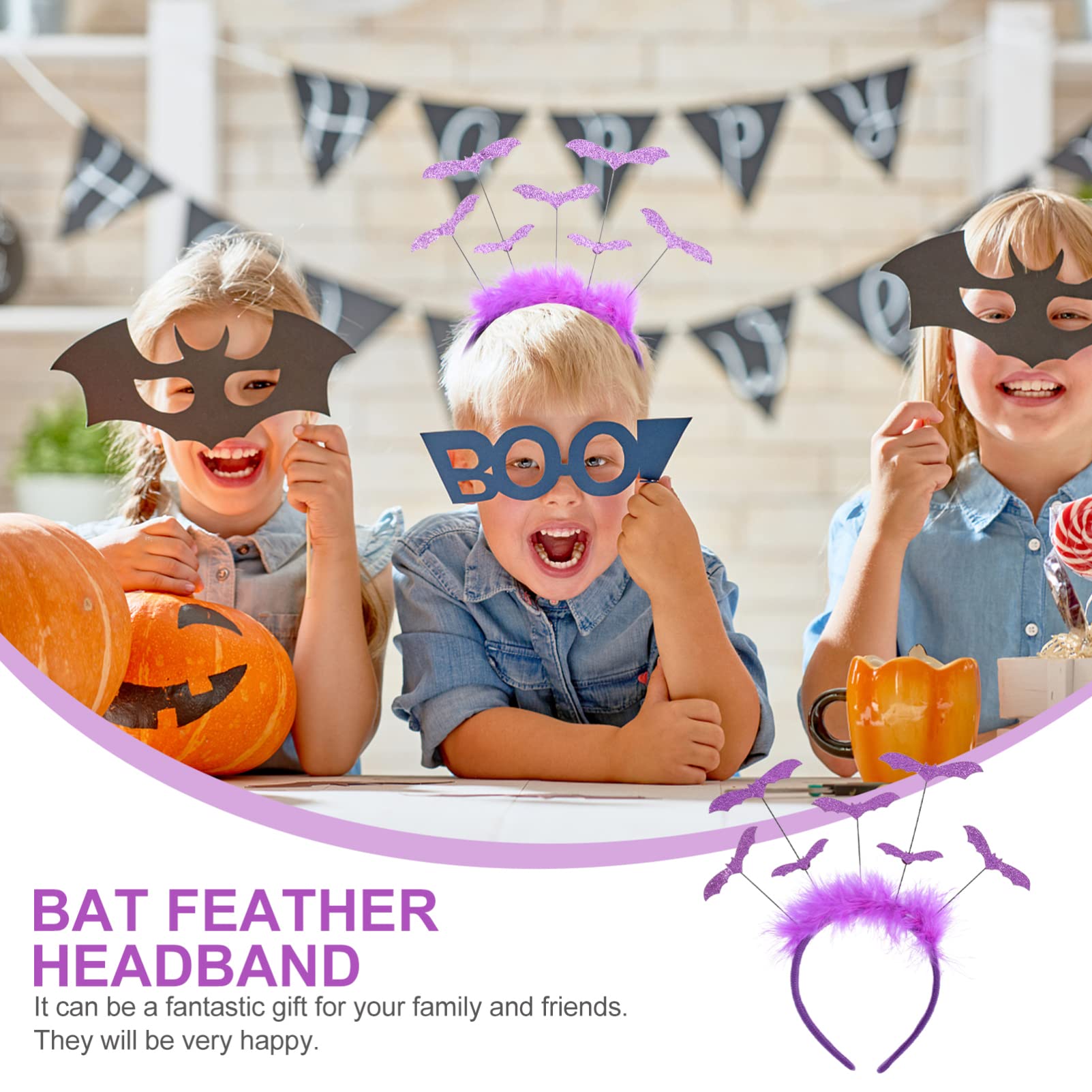 FRCOLOR Glitter Bat Headbands for Women - Halloween Party Cosplay Hair Accessories, Purple Non-Woven Bat Wing Fascinator Hairpin - Perfect for Halloween Costumes, Cosplay Events & Themed Parties