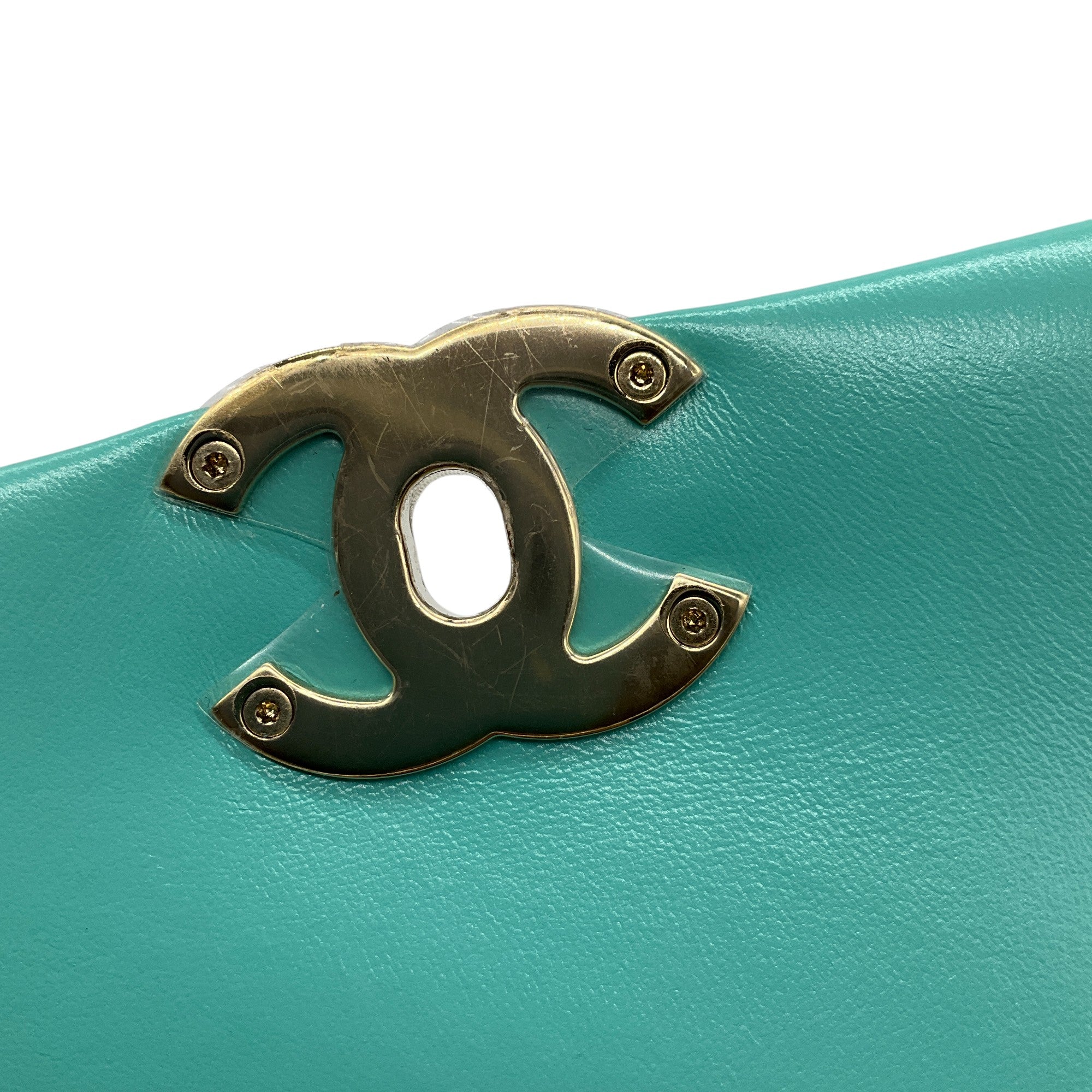 Chanel 2024 Turquoise & Gold Quilted Lambskin Leather Coco Top Handle Flap Bag - Luxury Designer Handbag for Women, Perfect for Parties, Weddings & Special Occasions