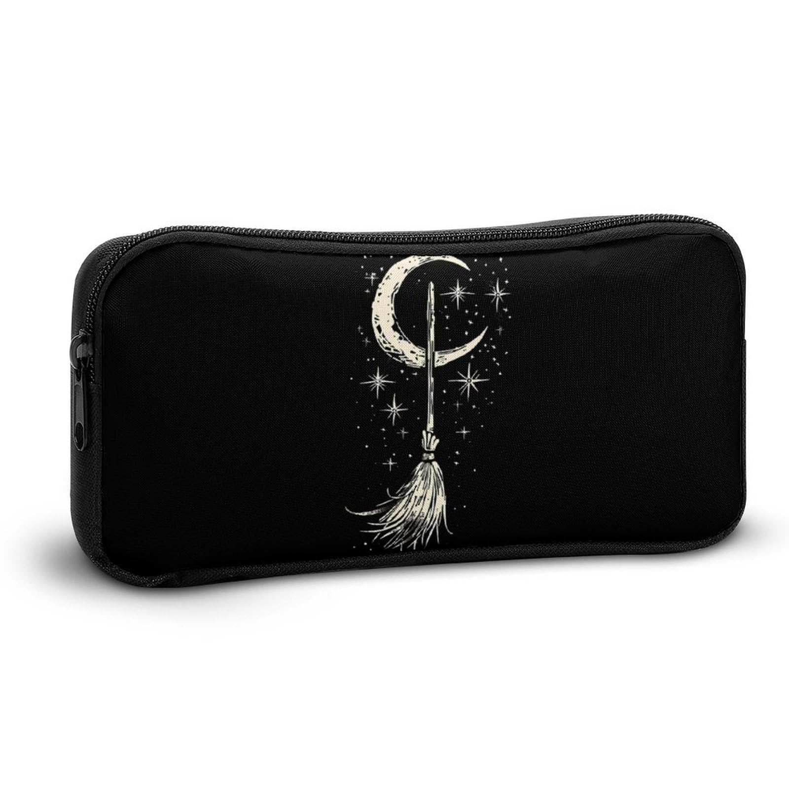 Witchy Magical Crescent Moon Stars Pencil Case - Cute Pen Holder & Makeup Organizer Bag for School, Office & Travel | Cosmetic Storage Pouch for Teens & Adults