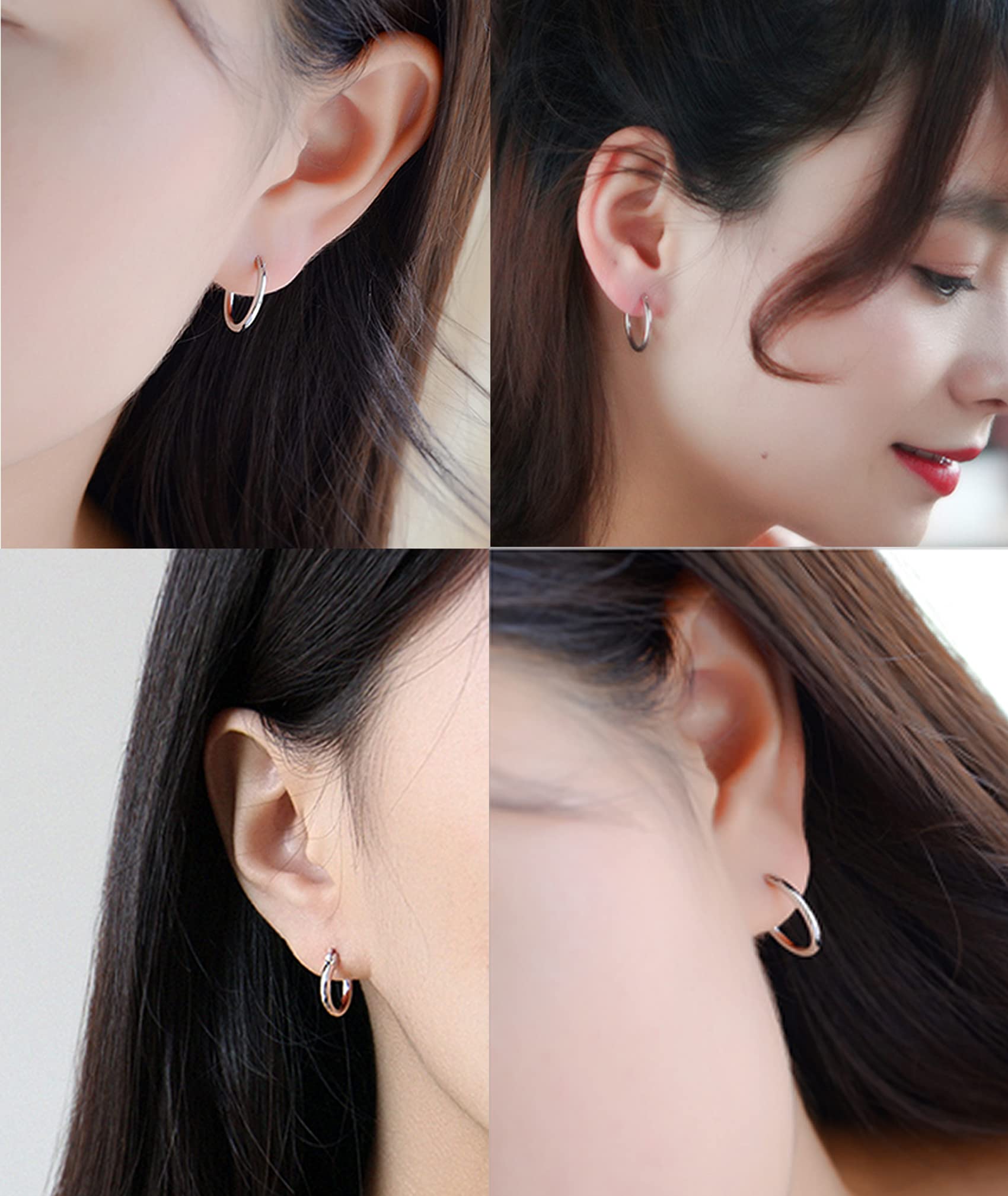 5 Pairs Small Hoop Earrings for Women - Stainless Steel Cartilage Tragus Clicker Nose Lip Rings - Cute Twisted Huggie Earrings for Everyday Wear & Gifts