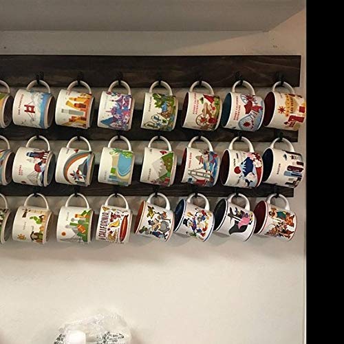 Custom Wooden Coffee Mug Rack - Wall Mounted Cup Holder Organizer for Kitchen, Office & Coffee Shop Display
