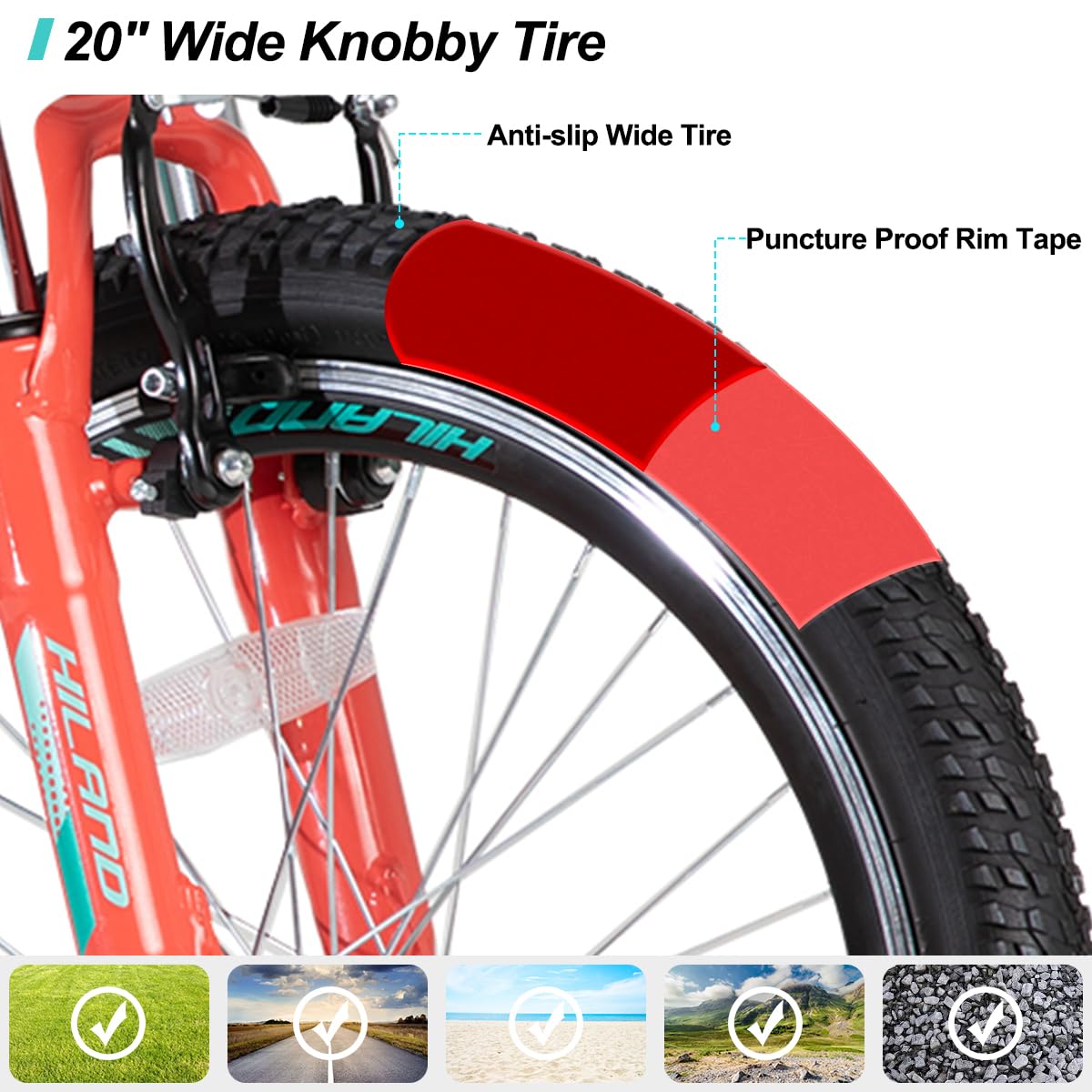 Hiland 20 26 27.5 Inch Women's Mountain Bike - 7/21 Speed with Lock-Out Suspension Fork, Lightweight Aluminum Frame MTB for Women & Men - Perfect for Trail Riding, Commuting & Outdoor Adventures