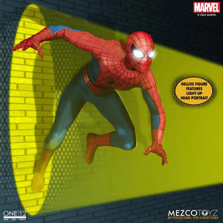Mezco One:12 Collective Amazing Spider-Man Deluxe Edition Action Figure - Premium Collectible for Marvel Fans, Home Display & Gift Idea