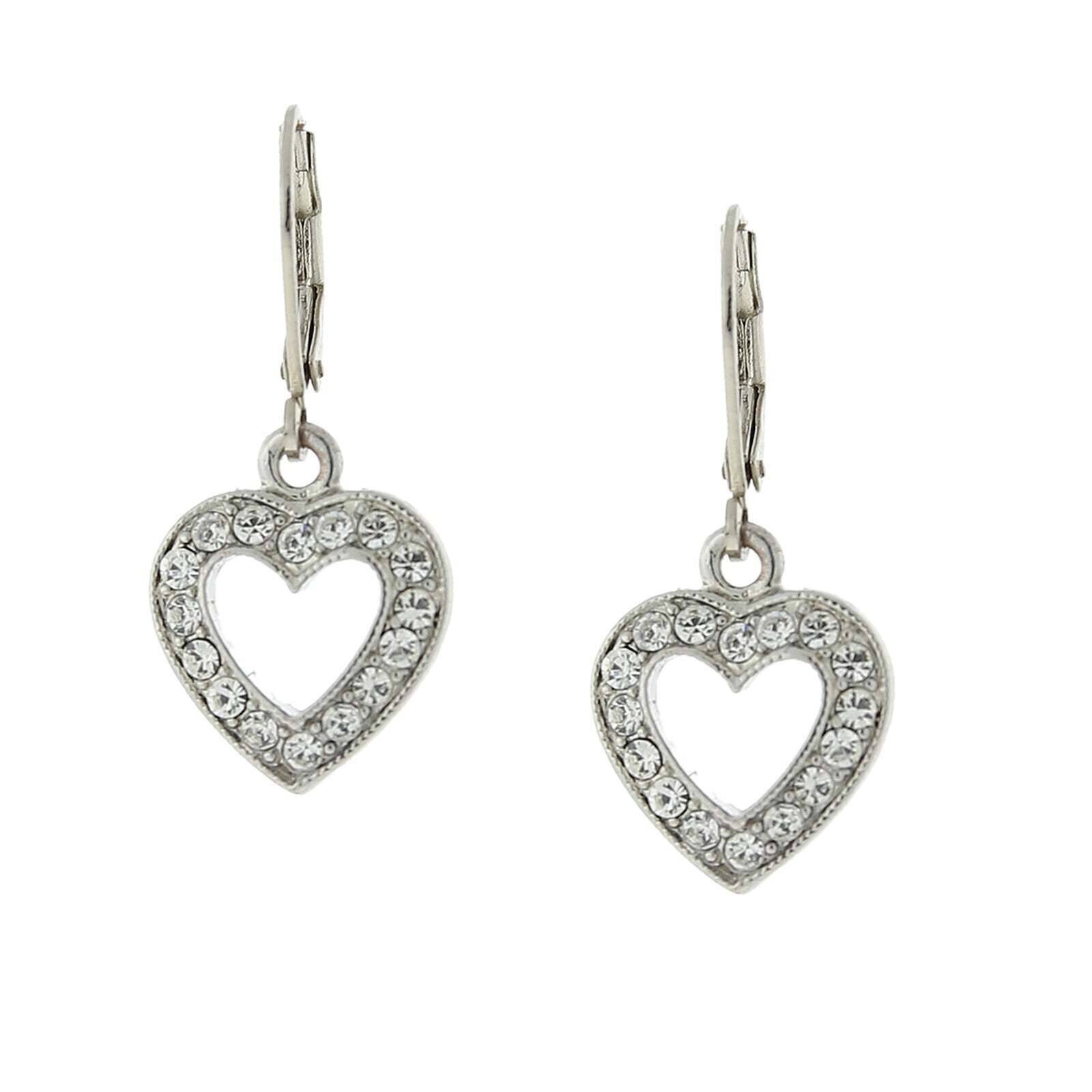 1928 Jewelry Classic Crystal Heart Drop Earrings for Women - Elegant Dangling Earrings for Valentine's Day, Anniversary, Wedding & Special Occasions