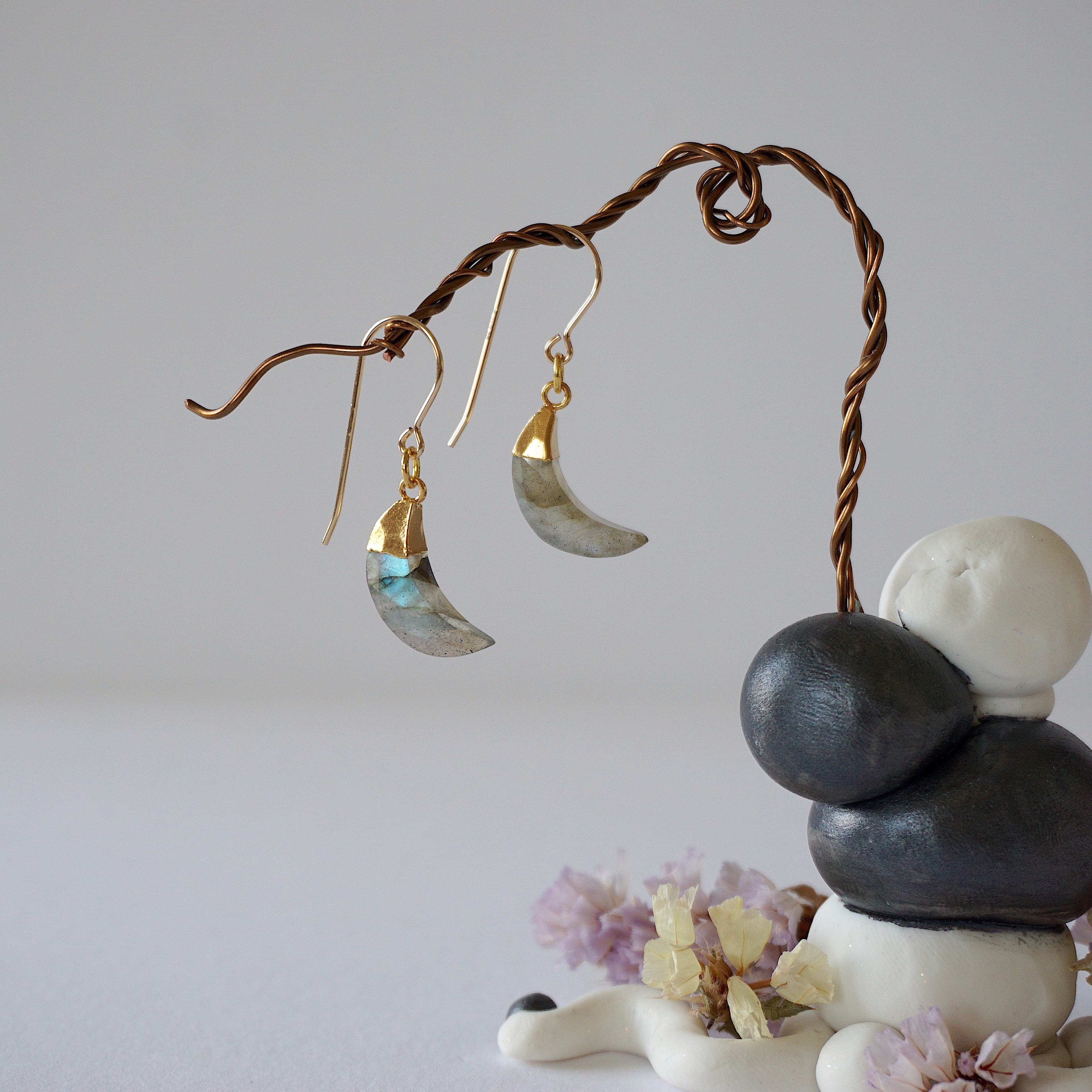 Labradorite Moon Drop Earrings - 14K Gold Filled Dangle Earrings for Women | Perfect for Weddings, Parties & Everyday Elegance