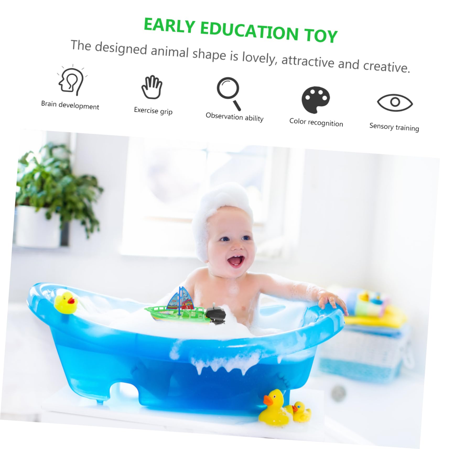 HAWILLOSCH 4-Piece Wind-Up Bathtub Boat Toy Set - Yellow Clockwork Bath Toys for Kids | Fun Water Play & Bathtime Games