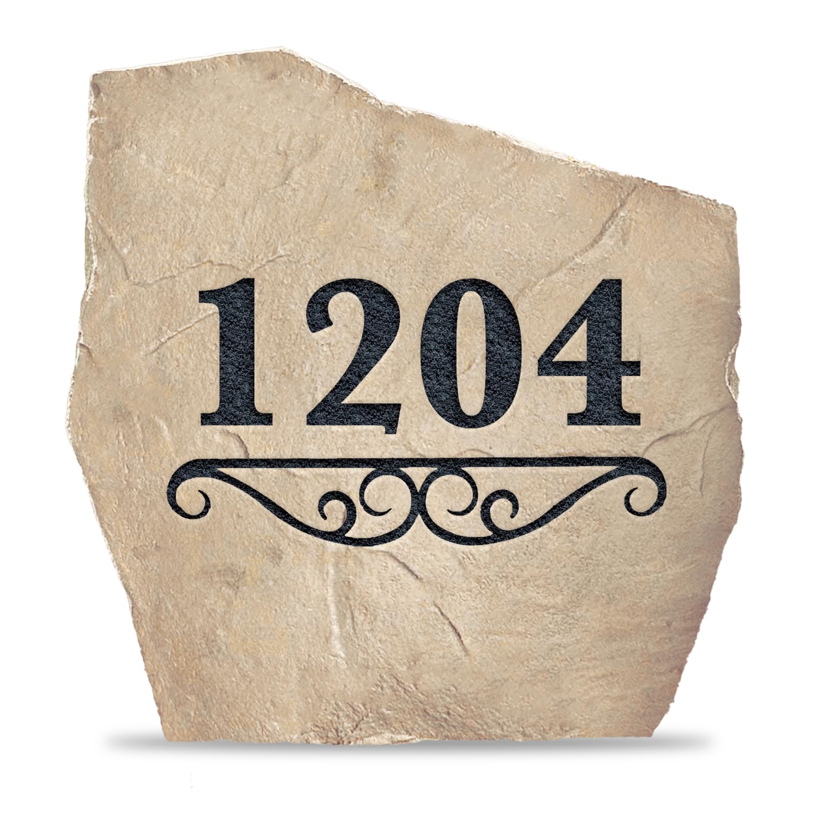 Personalized Address Landscape Stone - Custom Engraved Garden Stone in Sandstone Color - 15