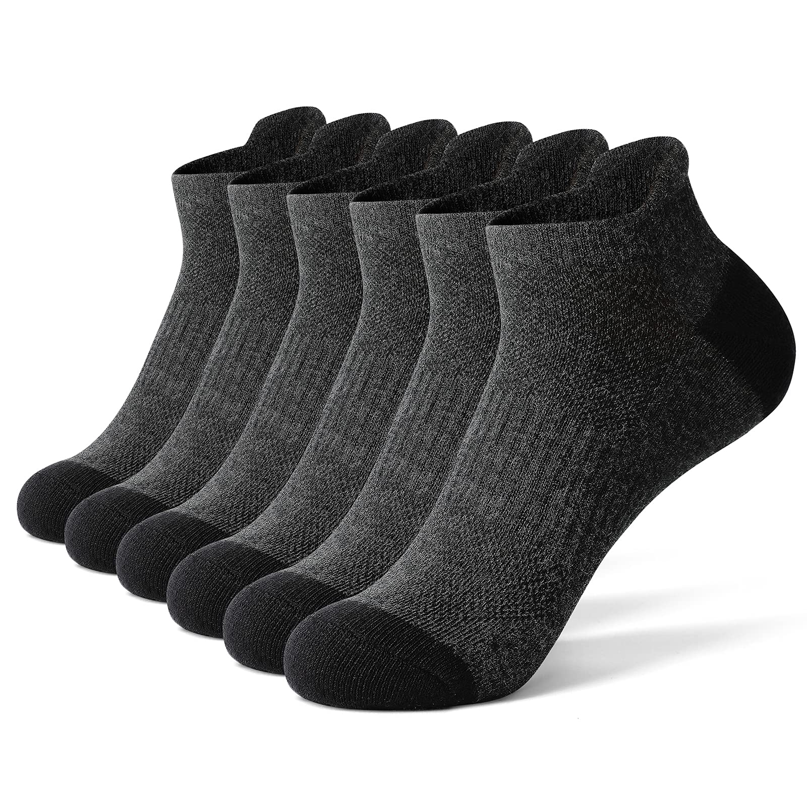 GLENMEARL Men's & Women's Breathable Cotton Ankle Running Socks - 6 Pack Athletic Sports Socks for Jogging, Gym Workouts & Daily Comfort