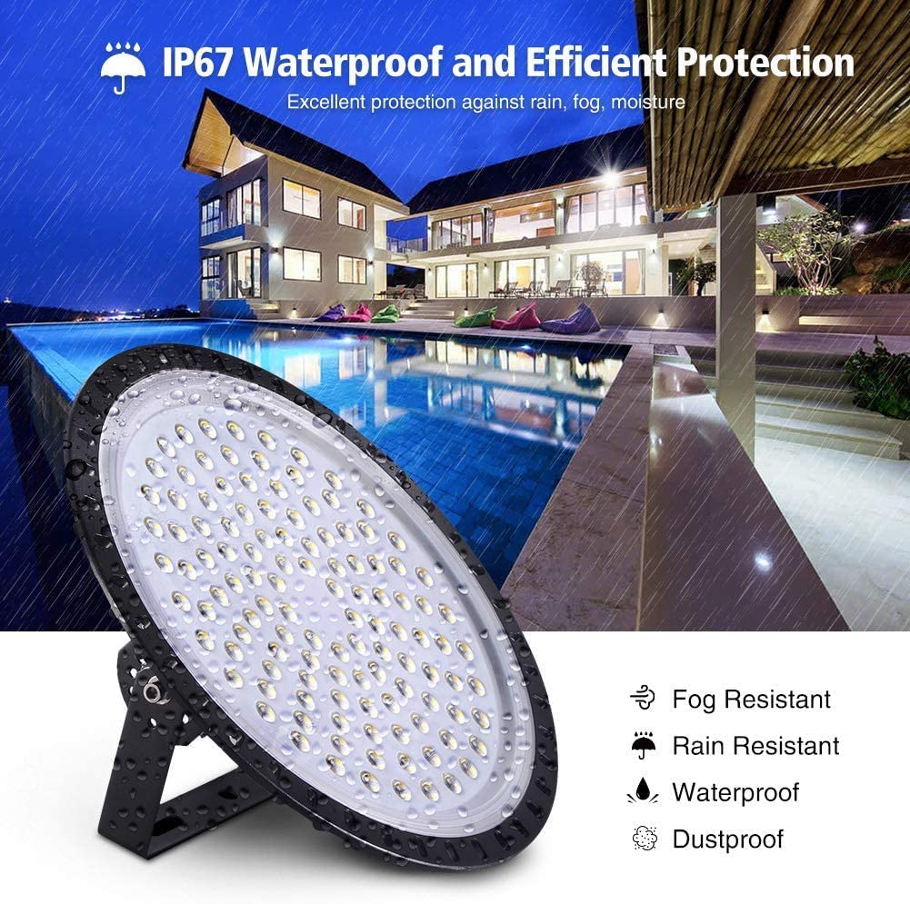 2 Pack 500W UFO LED High Bay Light - 50,000LM Commercial Lighting, 6500K Daylight White, IP65 Waterproof - Ideal for Warehouses, Shops, Garages & Industrial Spaces