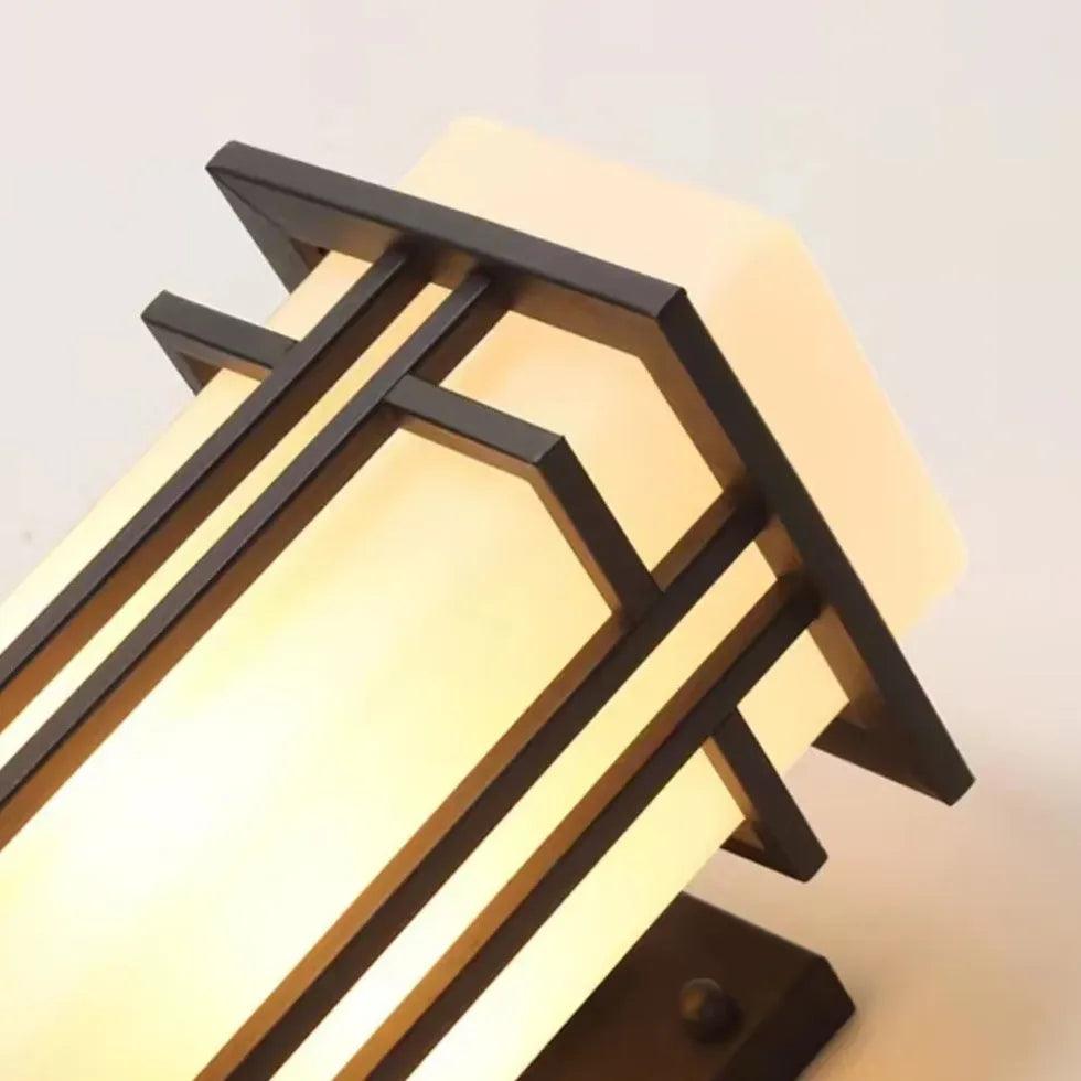Modern Rectangular Frame Cylindrical Outdoor Wall Lights - Weatherproof LED Sconce for Porch, Patio, Garden & Exterior Home Lighting