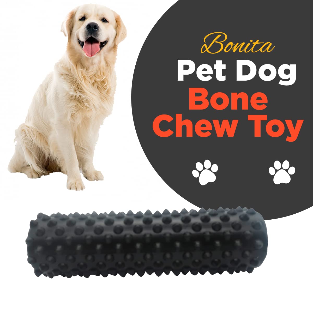 Indestructible Dog Chew Toy for Aggressive Chewers - Interactive Dental Chew Stick Promotes Teeth Cleaning, Reduces Anxiety & Stress - Perfect for Boredom Relief and Training (Black)