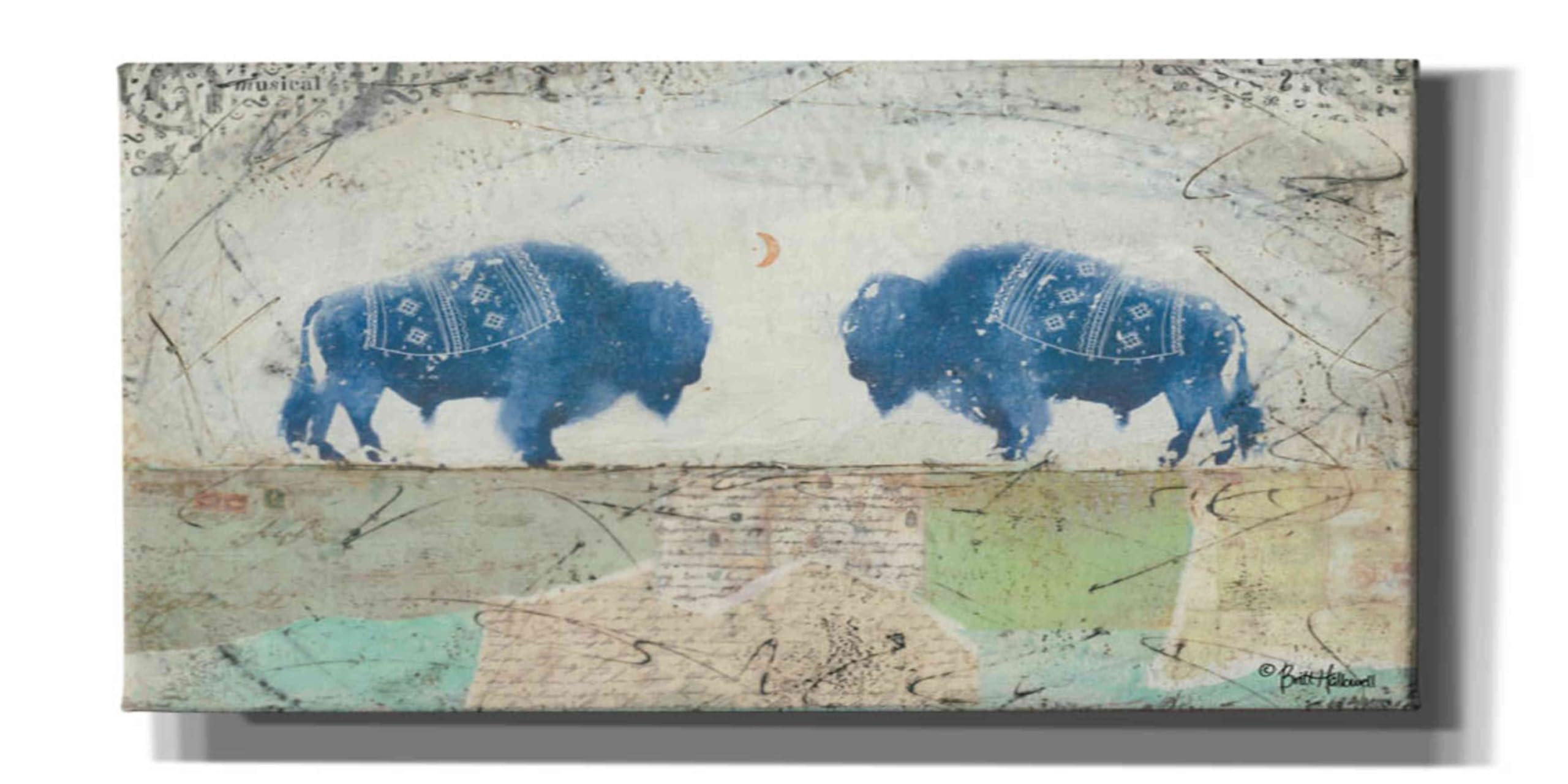 Epic Graffiti 'Patchwork Quilt of Life' Canvas Wall Art by Britt Hallowell - 24x12 Inches Modern Abstract Painting for Living Room, Bedroom & Office Decor