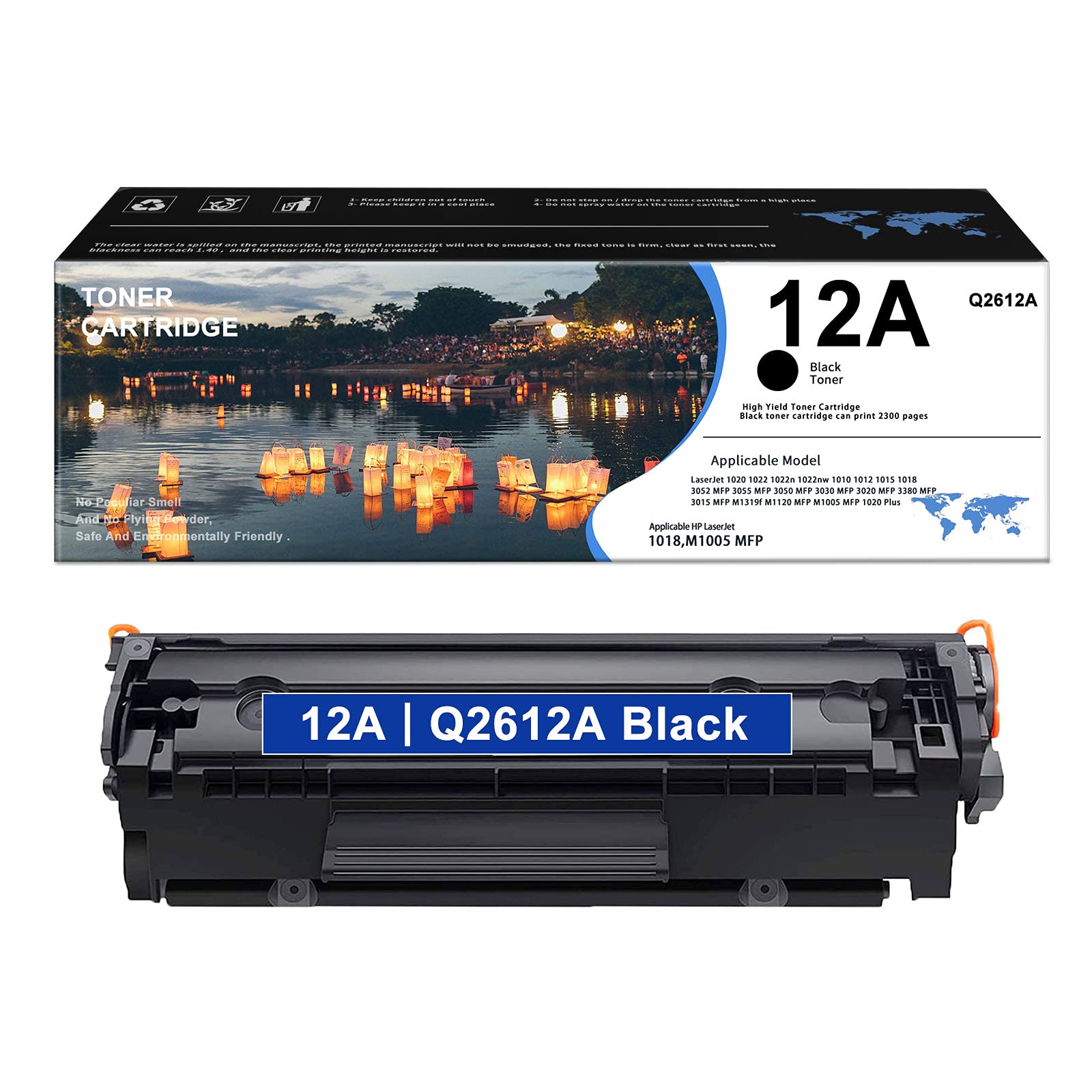 HOBBYUNION High Yield Toner Cartridge Replacement for HP 12A Q2612A1PK - Compatible with HP LaserJet 1020/1012/1022/1010/1018/1022n/3015/3030/3050/3052/M1319F & Canon D420/D480/MF4150 Printers (Black) - Perfect for Office, Home & Small Business Printing Needs