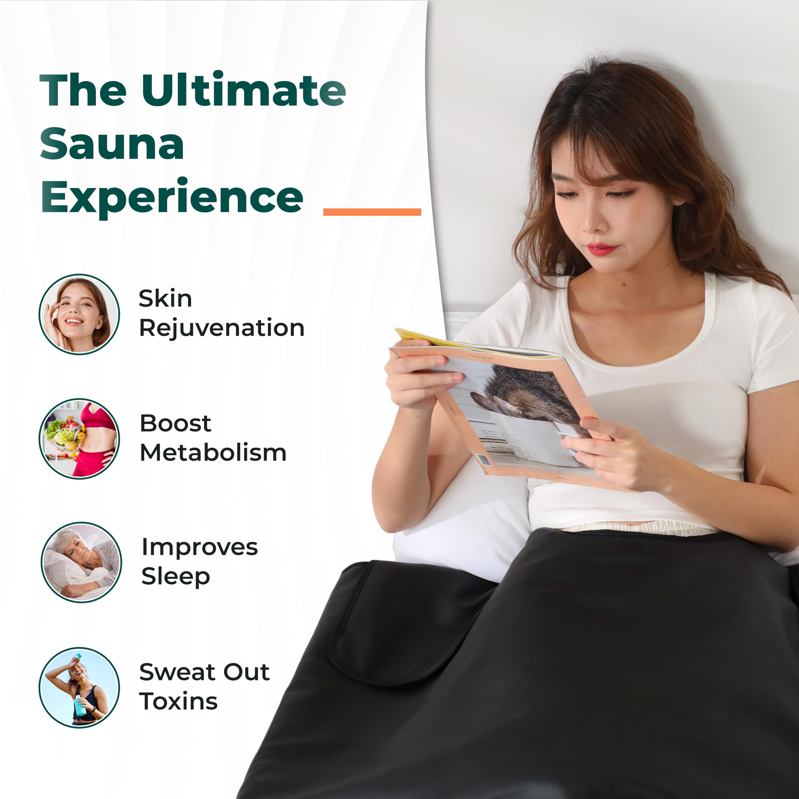 HL300 Portable Far Infrared Sauna Blanket for Relaxation & Detox - Adjustable Timer 1-60 Mins, Temperature Control 95-176°F - FSA Eligible - Perfect for Home Spa, Post-Workout Recovery & Stress Relief