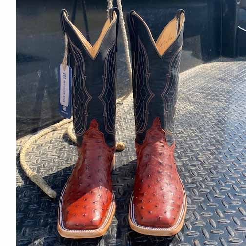 Anderson Bean Men's Almond Full Quill Ostrich Cowboy Boots - Western Style Leather Boots for Men - Perfect for Rodeo, Country Dancing & Casual Wear
