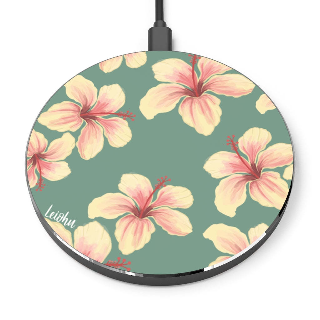 Fast Wireless Charger for iPhone & Android - Hibiscus Design Qi-Certified 10W Charging Pad for Home, Office & Travel