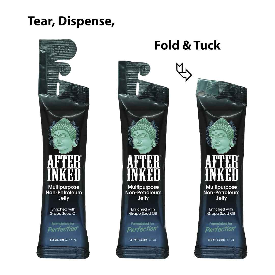 AfterInked Non-Petroleum Jelly (NPJ) Tattoo Aftercare - 7g Packet (3 Pack) for Healing, Moisturizing & Protecting New Tattoos - Perfect for Tattoo Artists & Enthusiasts