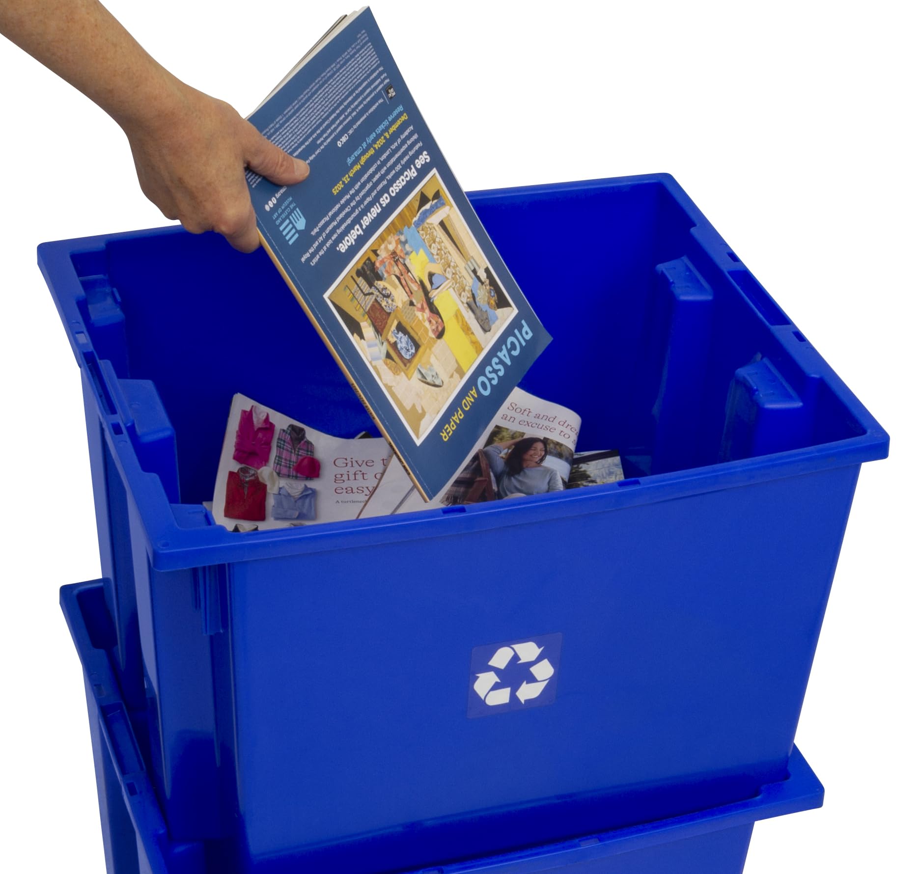 6-Pack Heavy Duty Stackable Recycling Bins - 13 Gallon Large Capacity Trash Containers (19.5