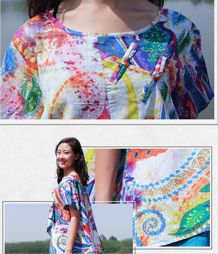 Women's Oversized Short Sleeve Cotton Linen Blouse - Casual Summer Tunic Top for Beach, Vacation & Everyday Wear