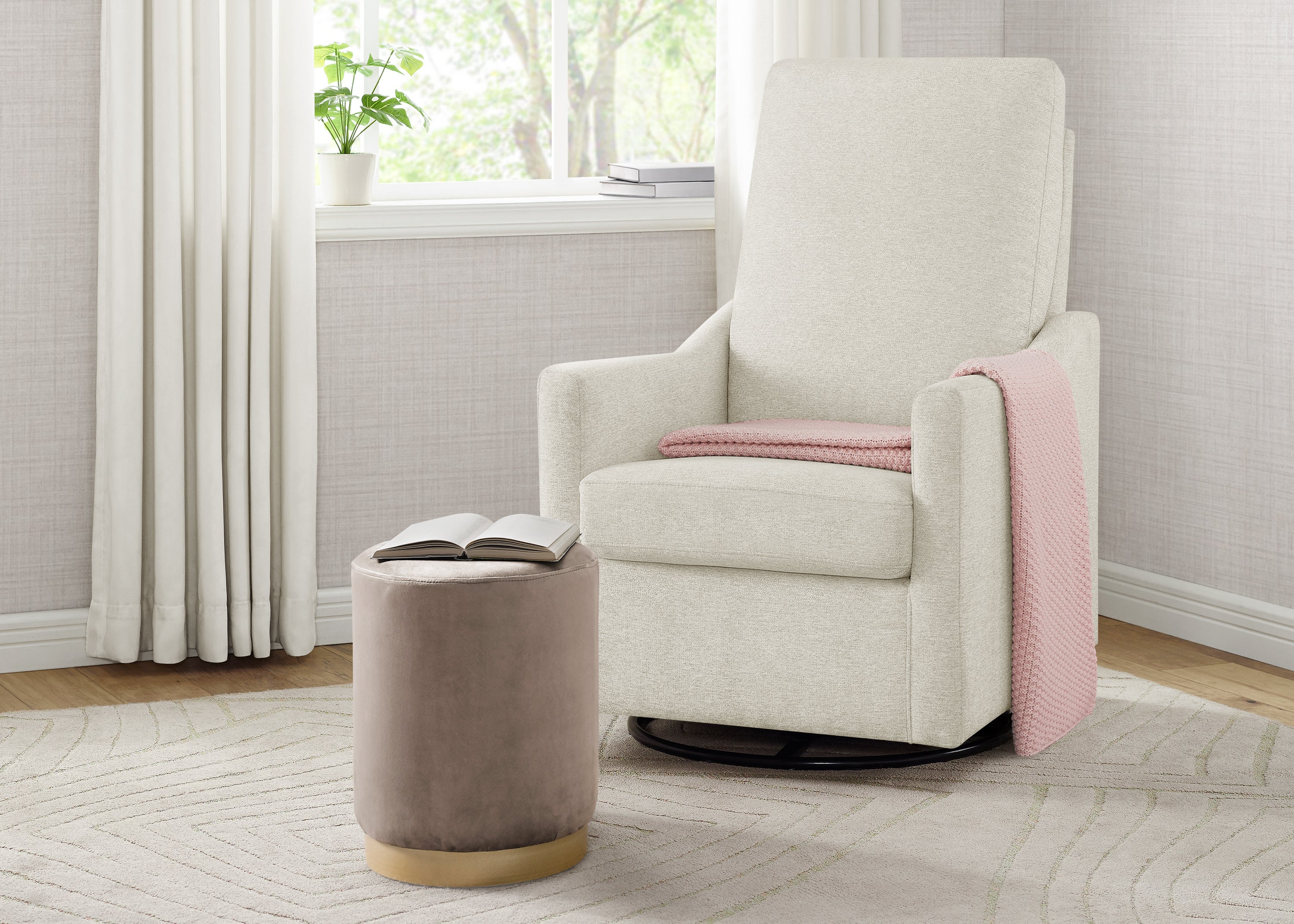 Andie Nursery Glider Swivel Chair - Stain Resistant LiveSmart Fabric - Comfortable Rocking Chair for Breastfeeding & Baby Nursery - Perfect for Nursing, Reading & Relaxing with Your Newborn