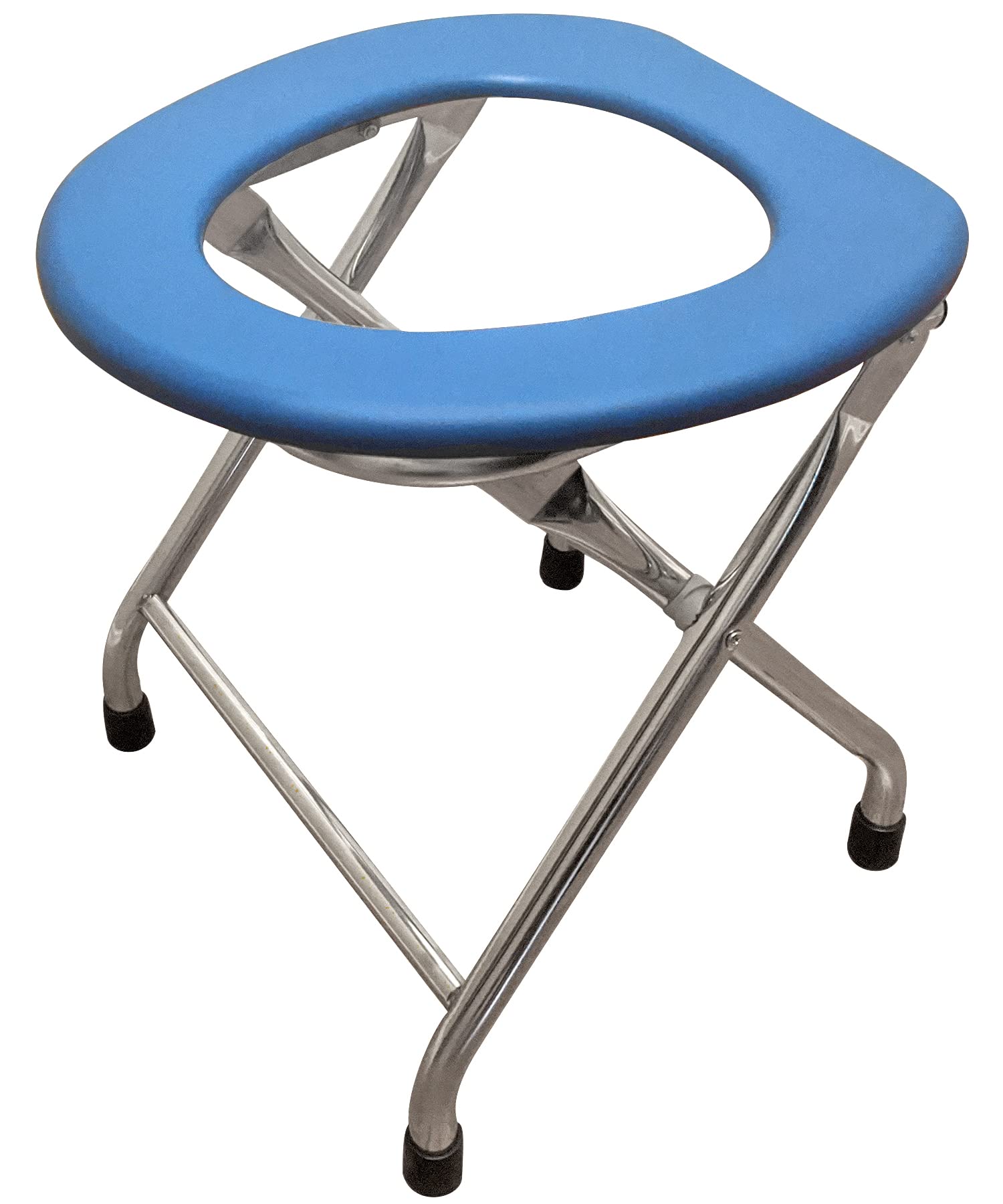 Kunida Designs Portable Camping Toilet Chair - Foldable Travel Commode for Adults & Seniors - Lightweight Stainless Steel Outdoor Porta Potty (16.5