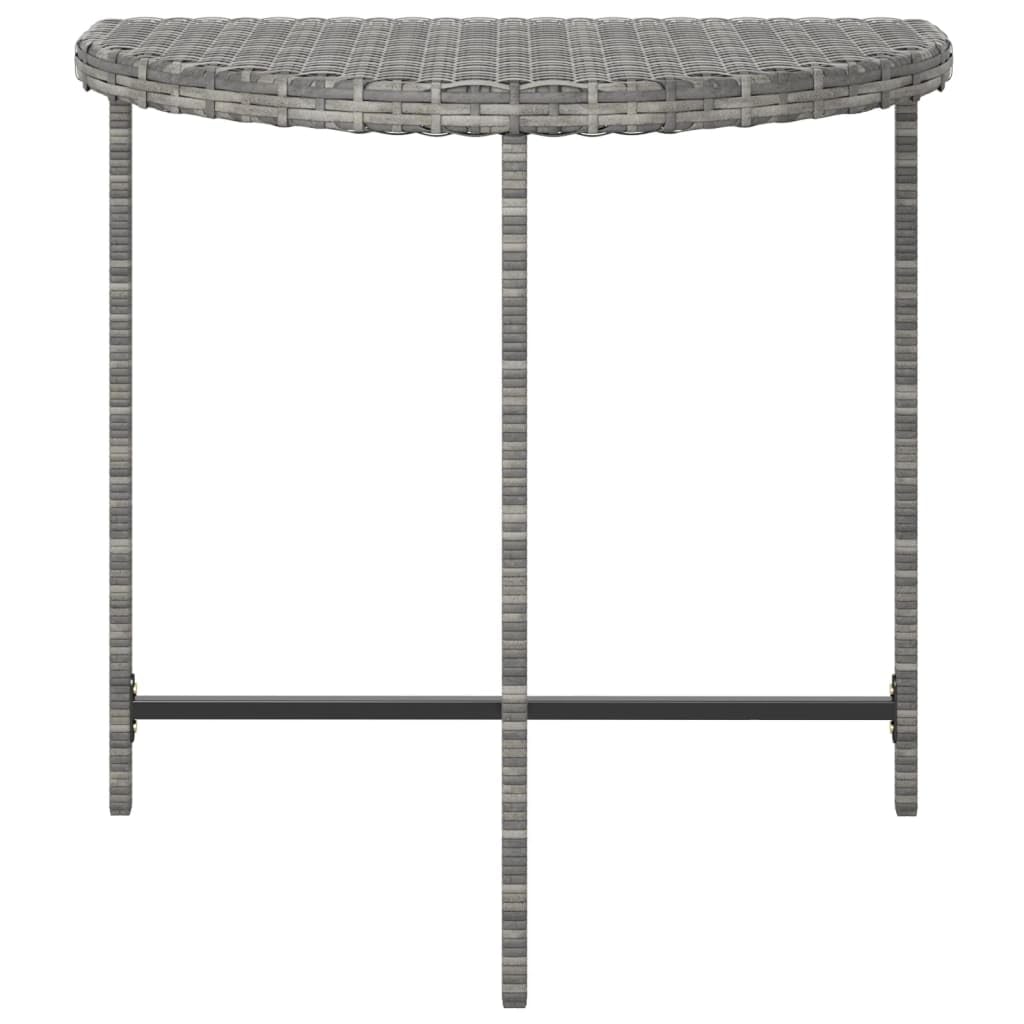 vidaXL Gray Poly Rattan Patio Garden Table with Powder Coated Steel Frame - 31.5